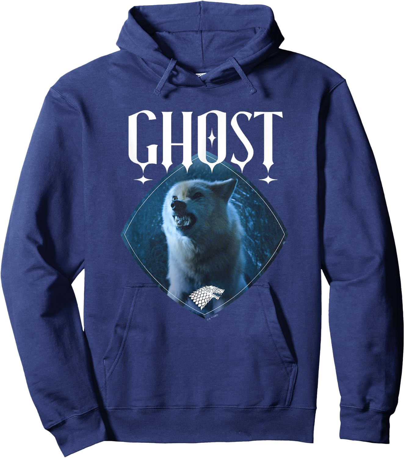 Game Of Thrones Ghost Stark Direwolf Center Portrait Badge Hoodie - Hoodie | Navy