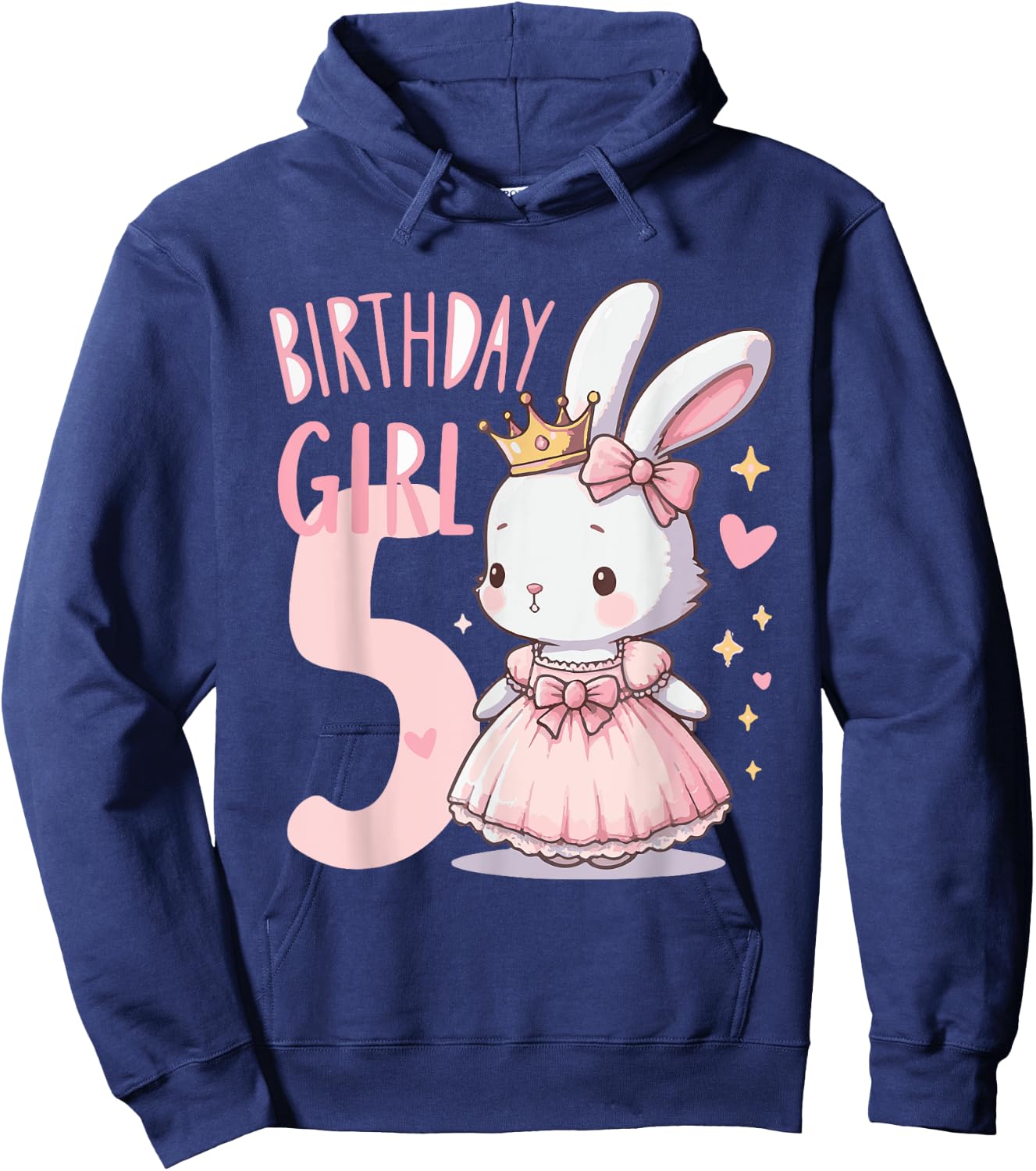 Rabbit Princess Children's Birthday 5 Years Girl Pink Hoodie - Hoodie | Navy