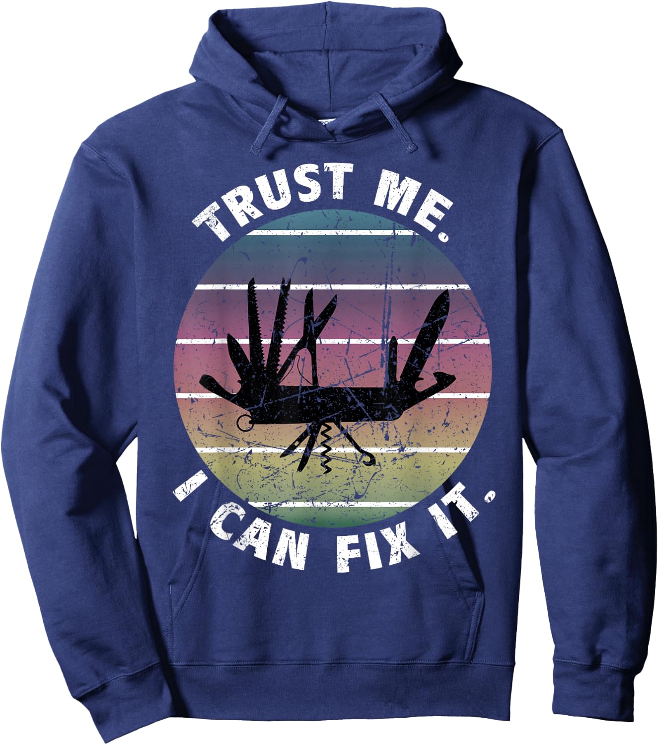 DIY Dad Fathers Day Can Fix It Handyman Swiss Army Knife Hoodie - Hoodie | Navy