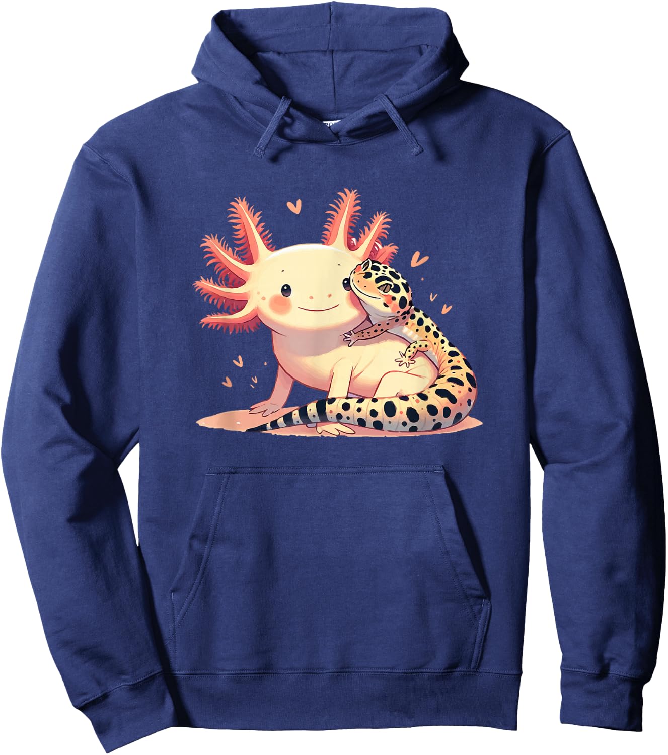 Gecko Owner Pet Herpetology Leopard Gecko Hugging Axolotl Hoodie - Hoodie | Navy