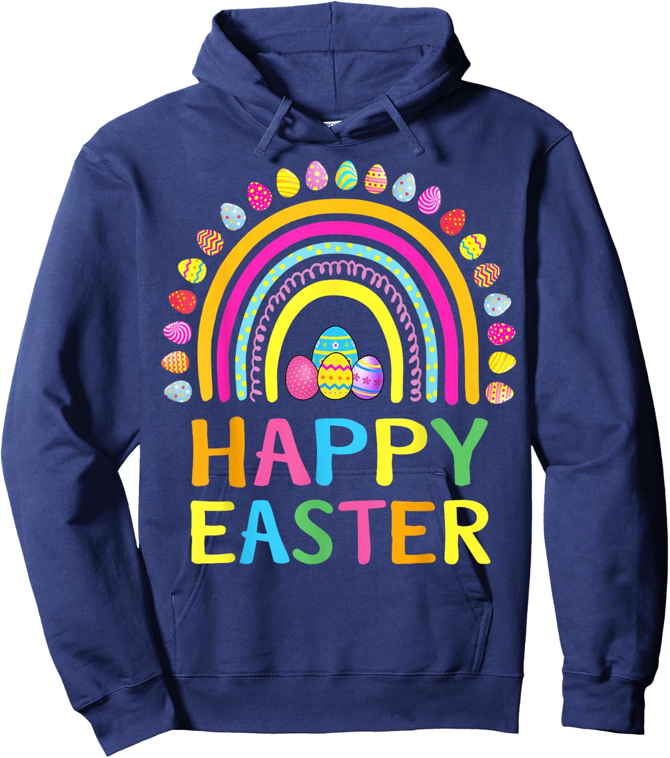 Happy Easter Bunny Easter Egg Hunt Easter Women Girl Rainbow Hoodie - Hoodie | Navy