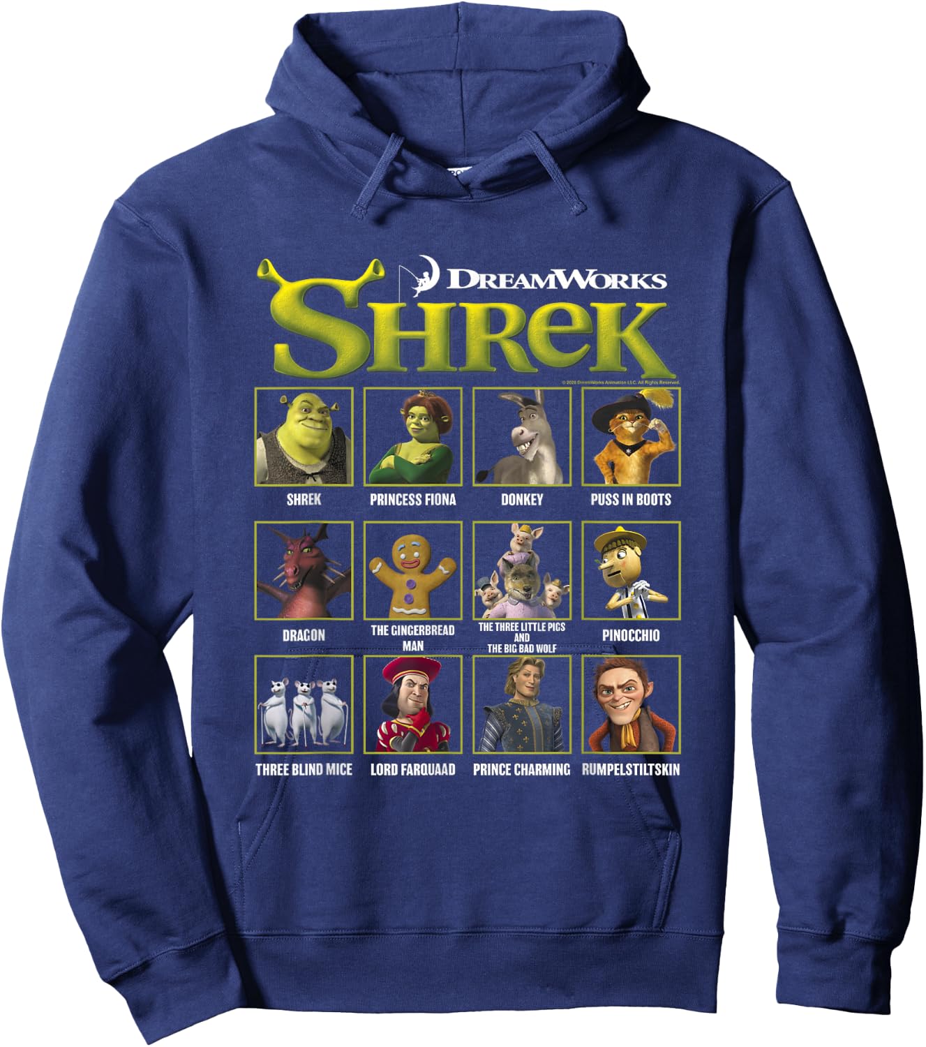 Shrek Iconic Shrek Yearbook Looks Group Shot Chest Panels Hoodie - Hoodie | Navy