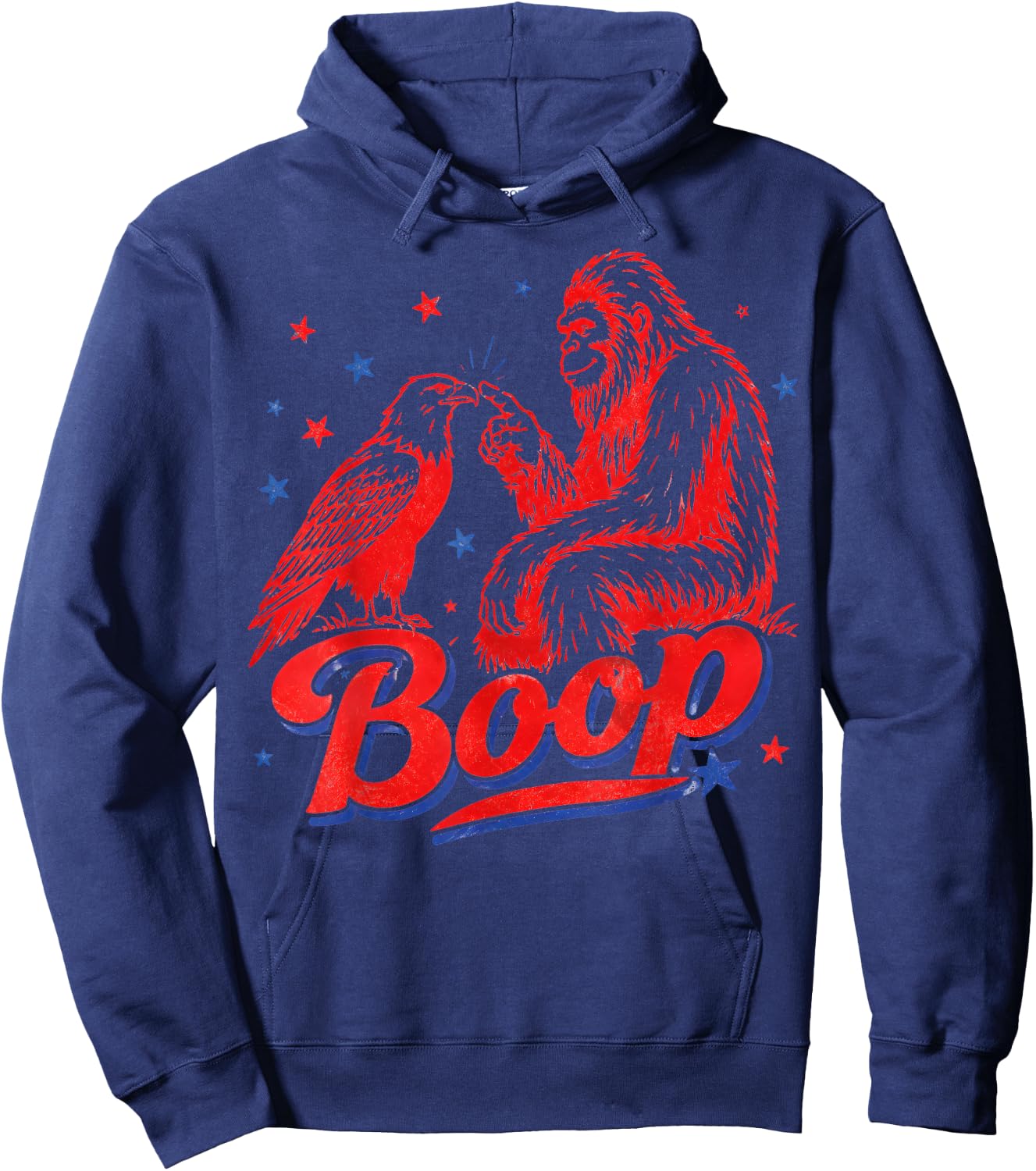 Boop Vintage Bigfoot and Eagle Funny Patriotic 4th of July Hoodie - Hoodie | Navy