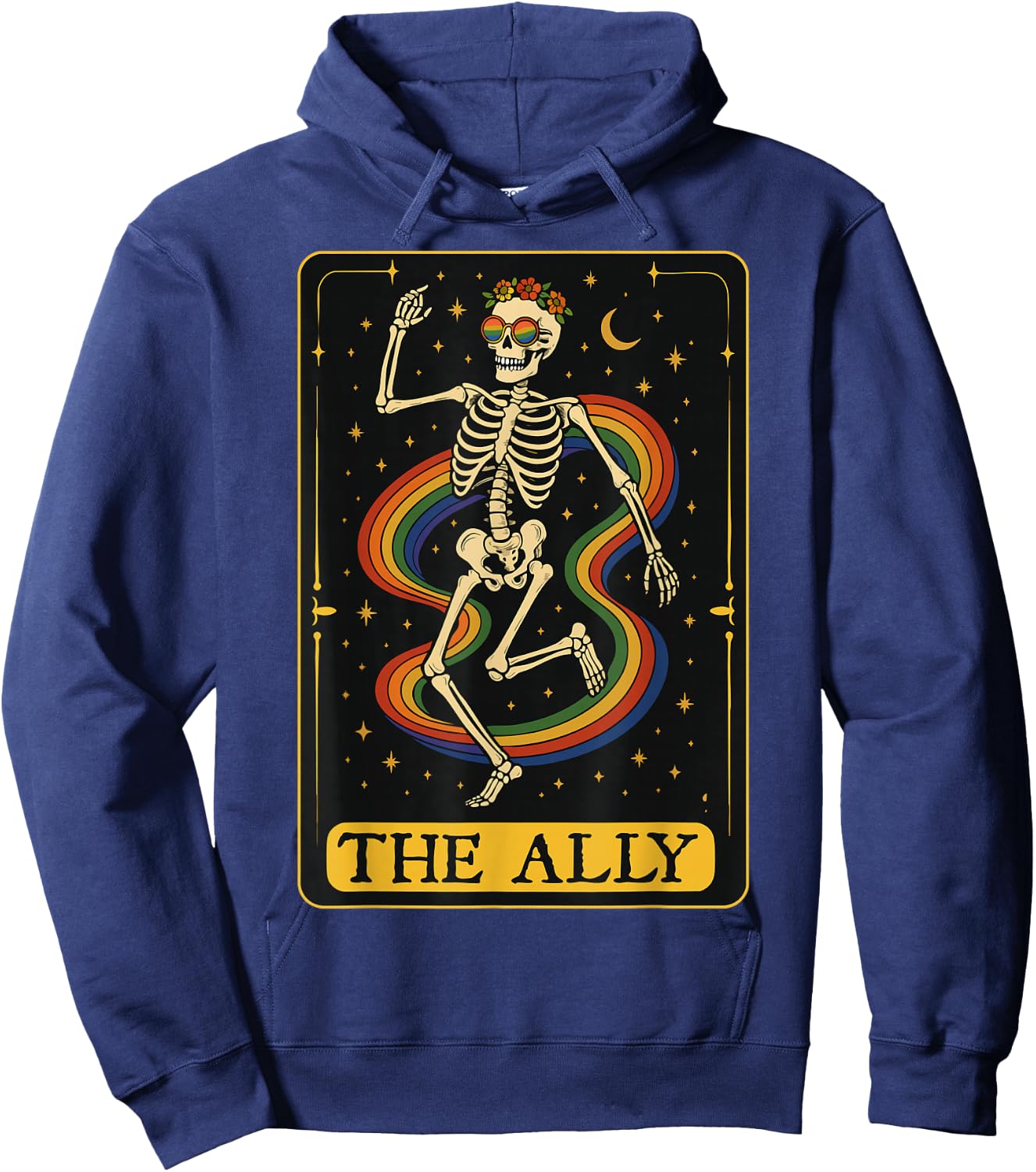 The Ally Tarot Card Skeleton LGBTQ Gay Pride Equality Hoodie - Hoodie | Navy