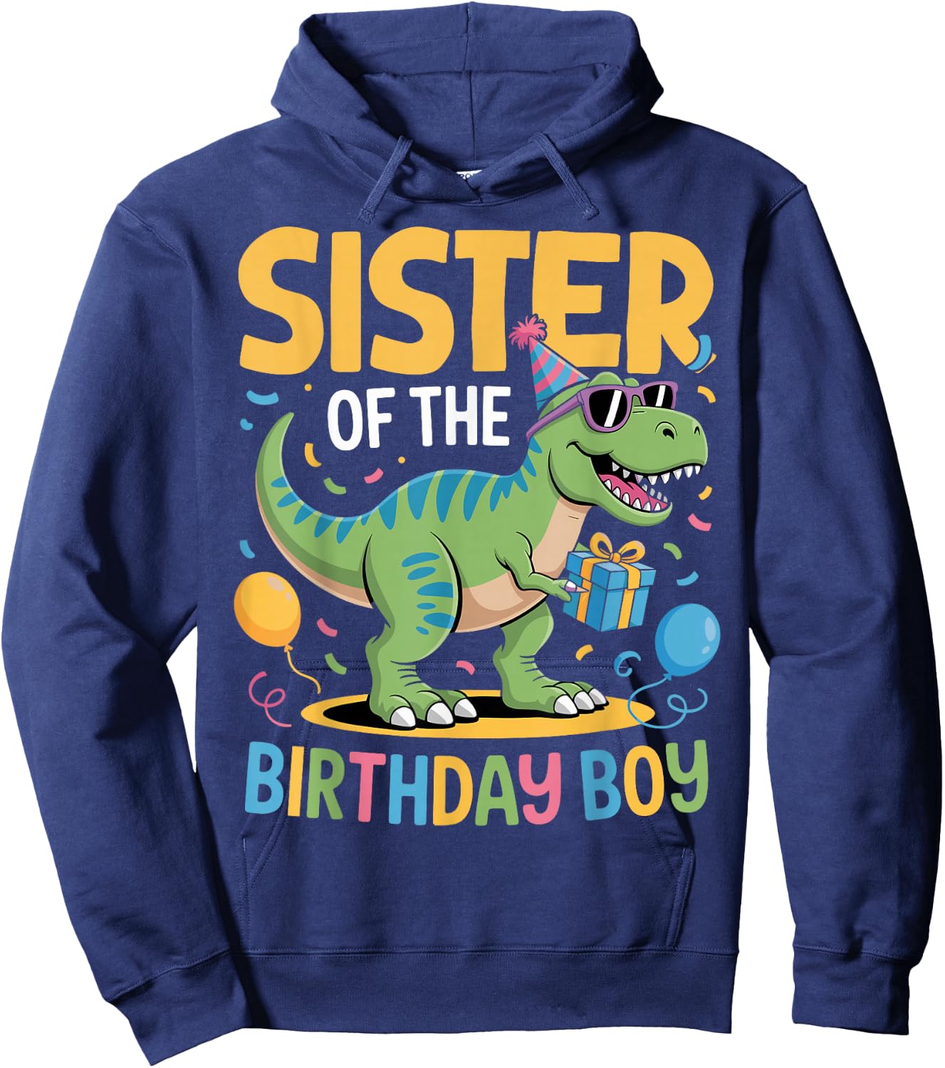 Sister of The Birthday Party Outfit Dinosaur Squad Sister Hoodie - Hoodie | Navy