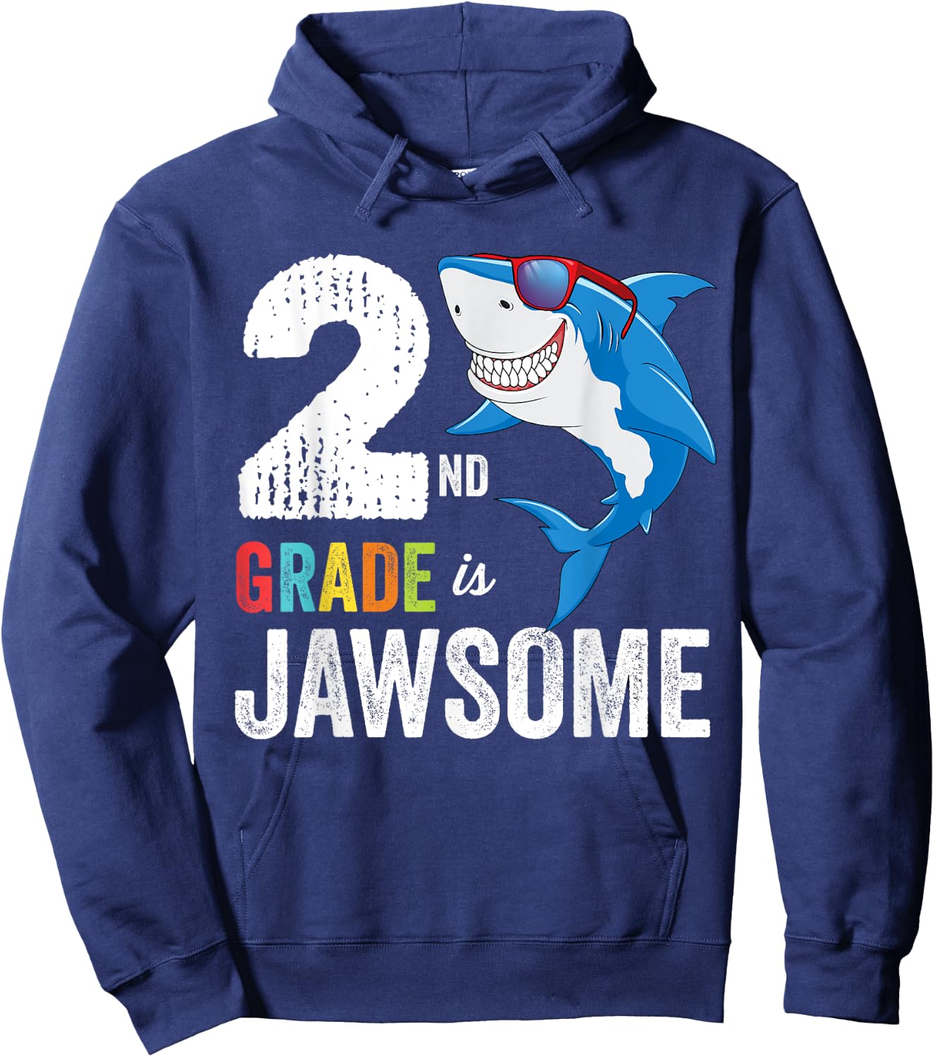 Second Grade Shirt Boys Girls Shark First Day of School Hoodie - Hoodie | Navy