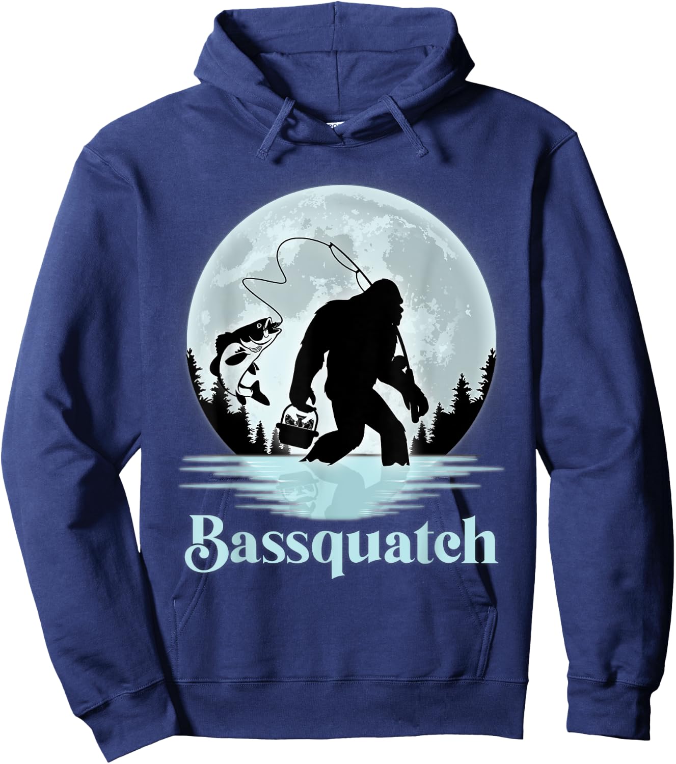 Bassquatch Funny Sasquatch Bigfoot Bass Fishing Hoodie - Hoodie | Navy