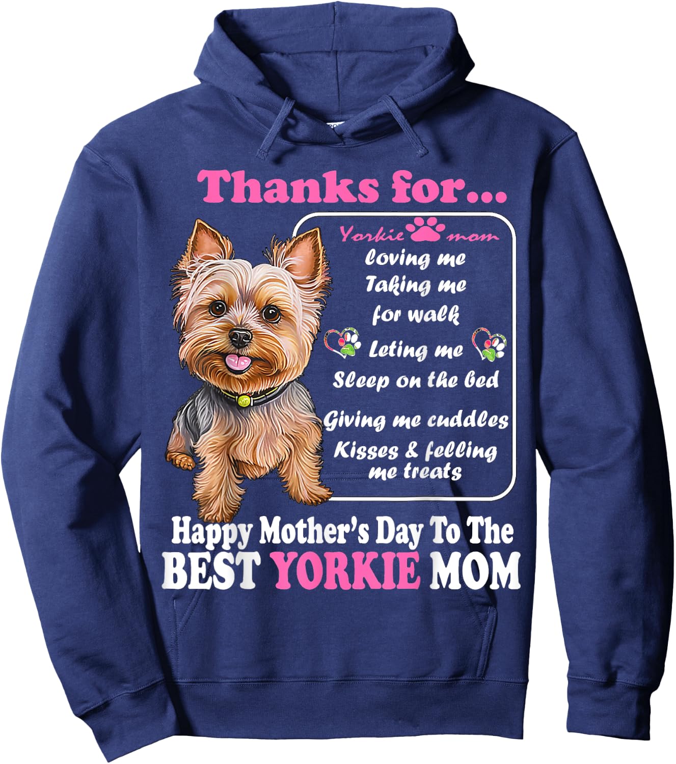 Happy Mother's Day To The Best Yorkie Mom - Yorkie Dog Mommy Men Women Hoodie - Hoodie | Navy
