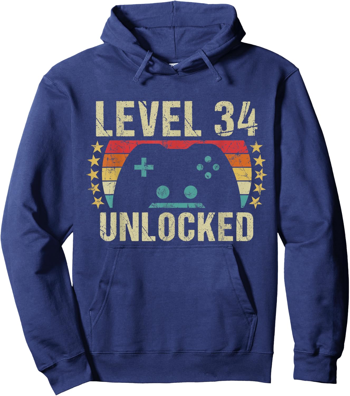 Gaming Vintage 34th Birthday Gift 34 Year Old Boy Girl Gamer Hoodie - Hoodie | Navy