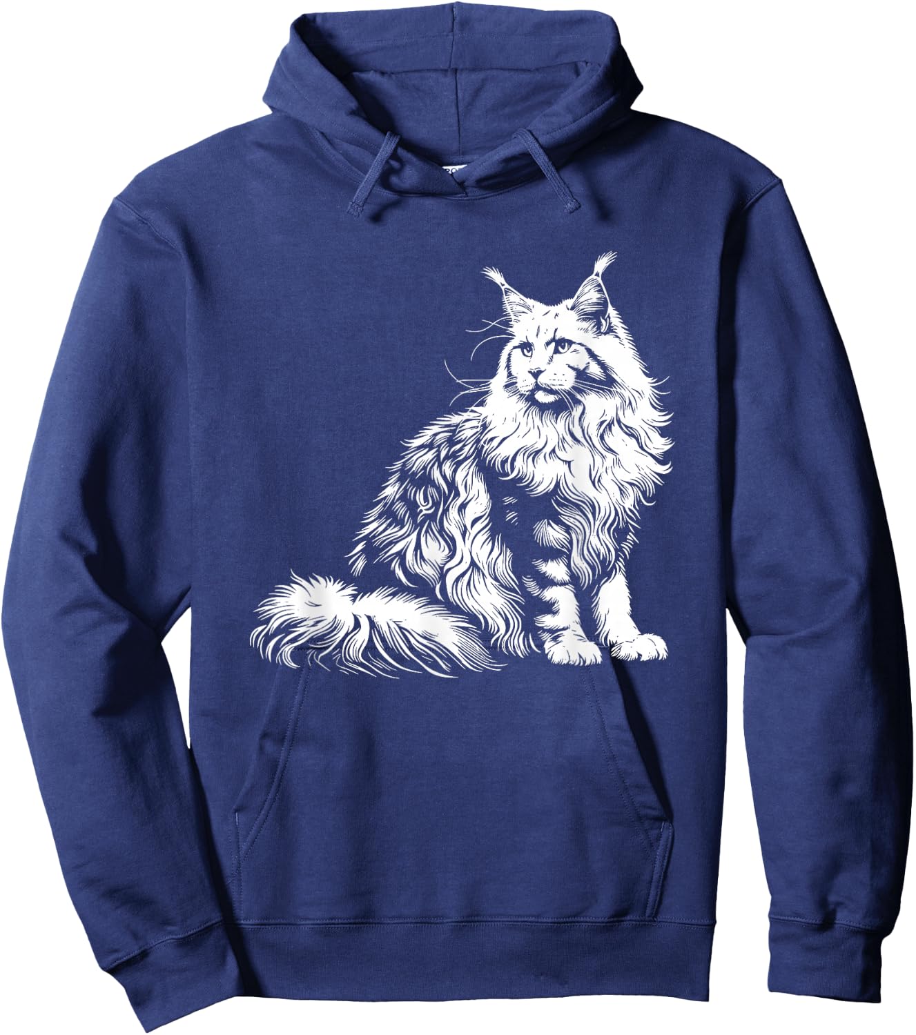 Cat Dad Mom Lover - Monochromatic Maine Coon , Black, S Hoodie - Hoodie | Navy