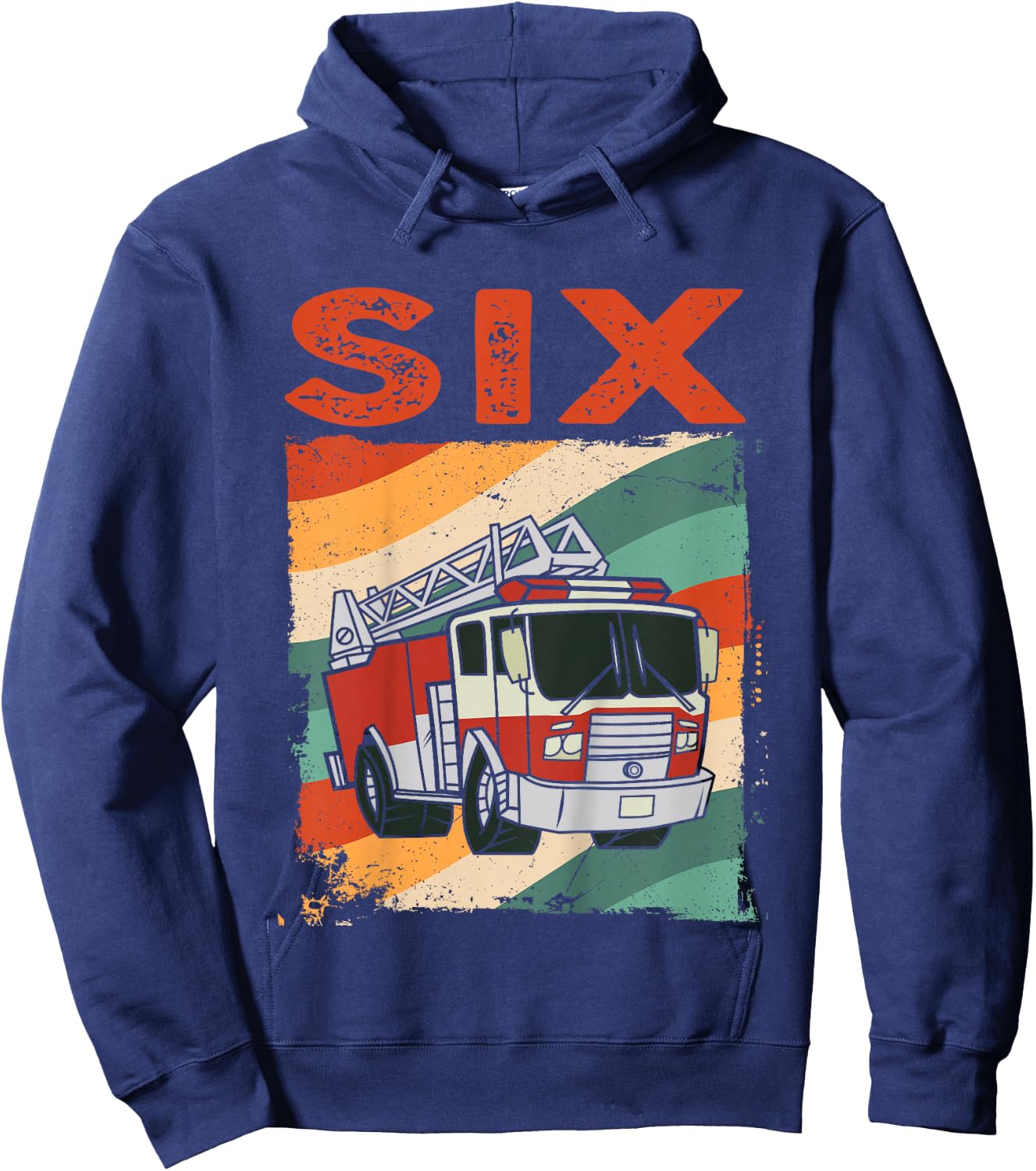 6 Year Old Shirt 6th Birthday Boy Firefighter Fire Truck Hoodie - Hoodie | Navy