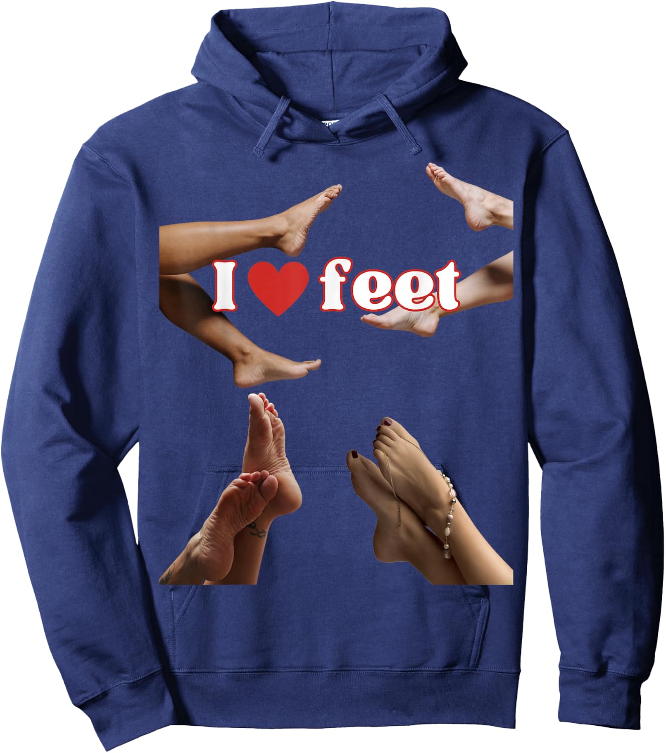 I Love Feet, Cool Design for Foot Lovers or Podiatrists , black Hoodie - Hoodie | Navy