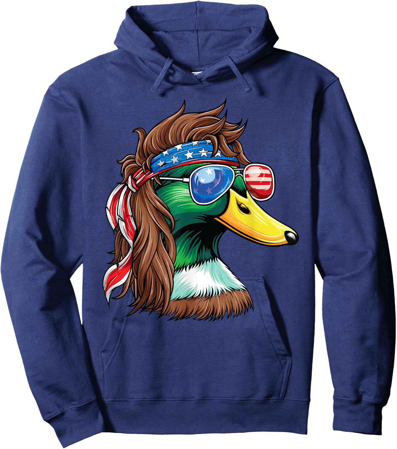 4th of July Duck Shirt USA Flag Funny Patriotic Duck Hoodie - Hoodie | Navy