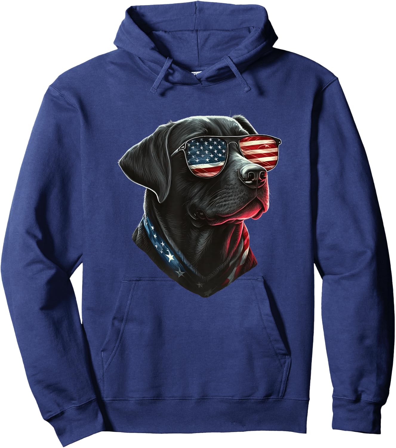 Black Labrador Retriever American Flag Patriotic USA Hoodie - Hoodie | Navy