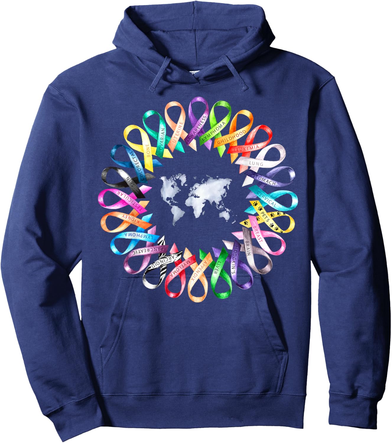 Cancer Sucks In Every Color Shirt Caner Ribbon Colors Hoodie - Hoodie | Navy