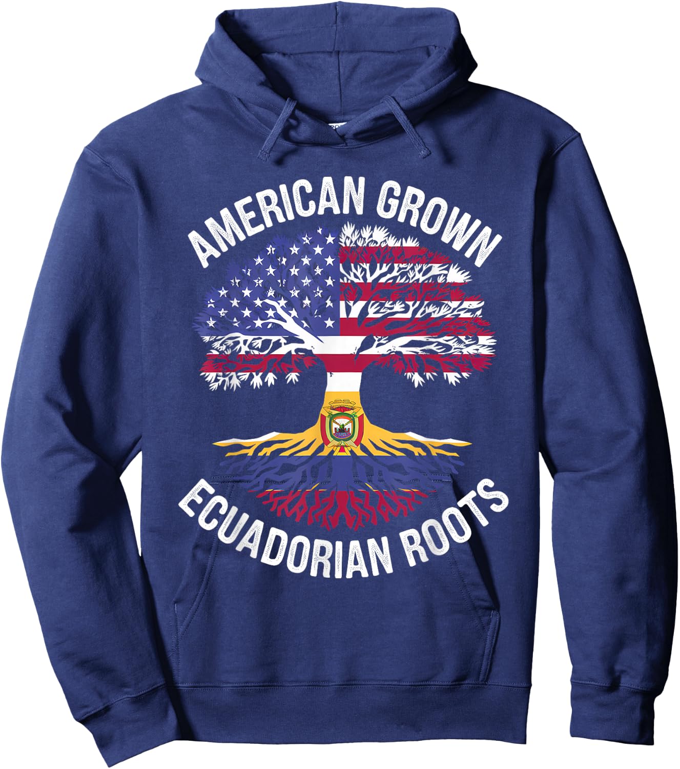 American Grown with Ecuadorian Roots Tree Dual Citizens Hoodie - Hoodie | Navy