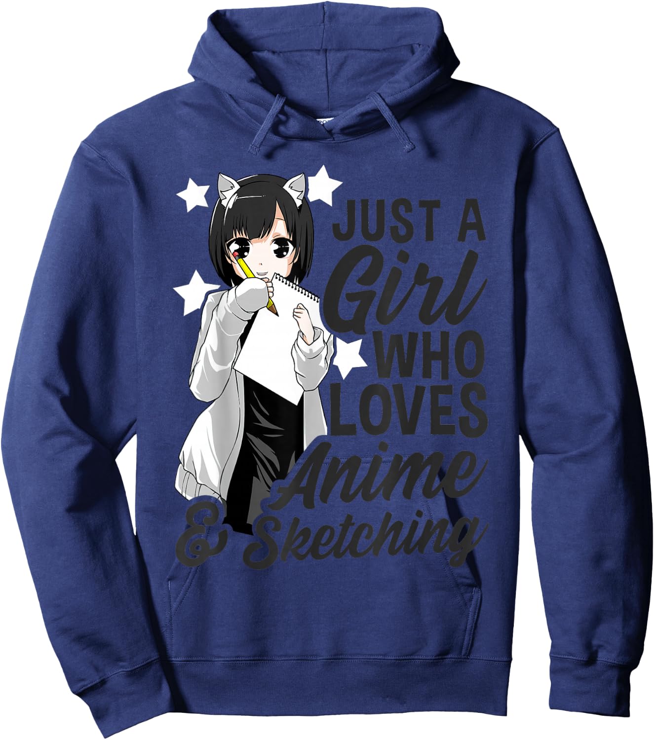 Just a Girl Who Loves Anime and Sketching Drawing Hoodie - Hoodie | Navy