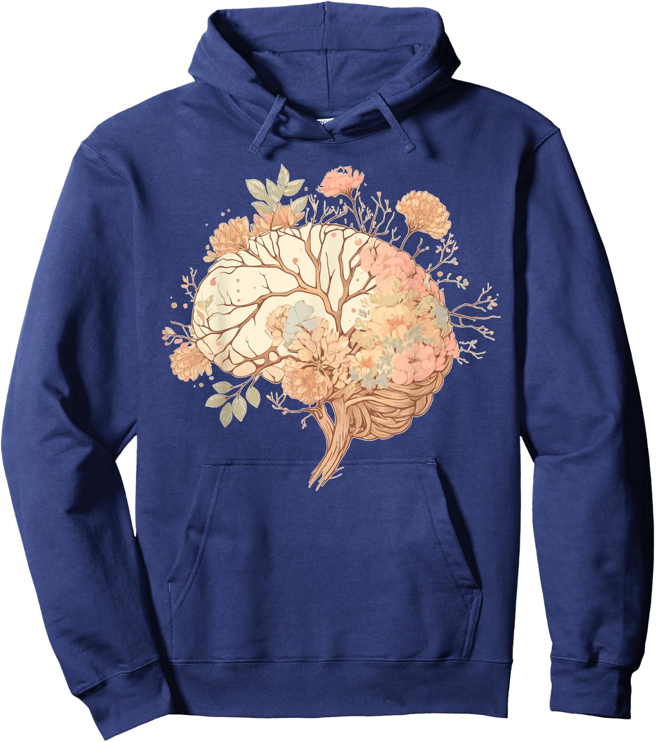 Spring Flower Neurologist Floral Brain Neuroscience Hoodie - Hoodie | Navy