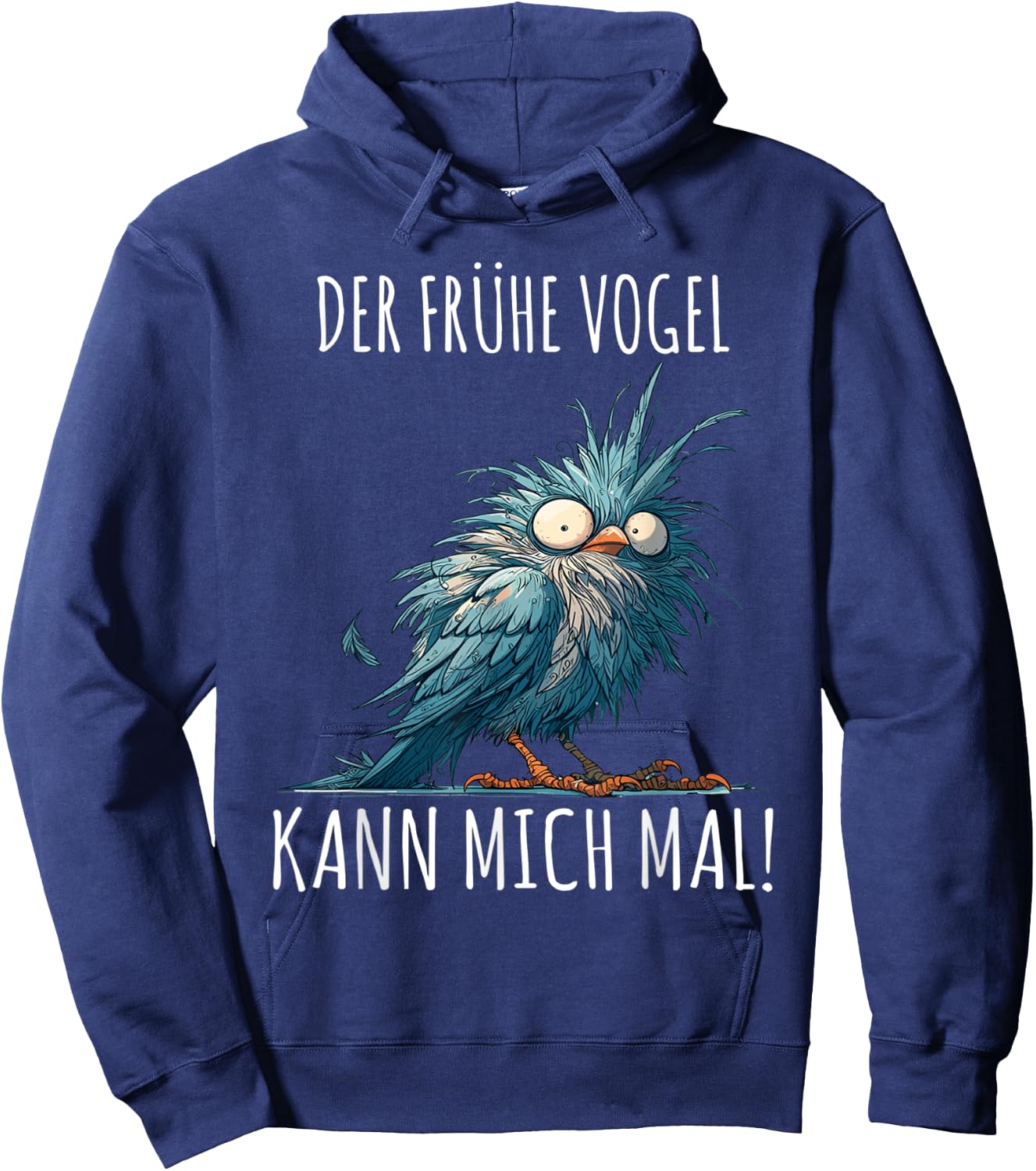 with German Text "Der Frühe Vogel Kann mich mal!", black Hoodie - Hoodie | Navy