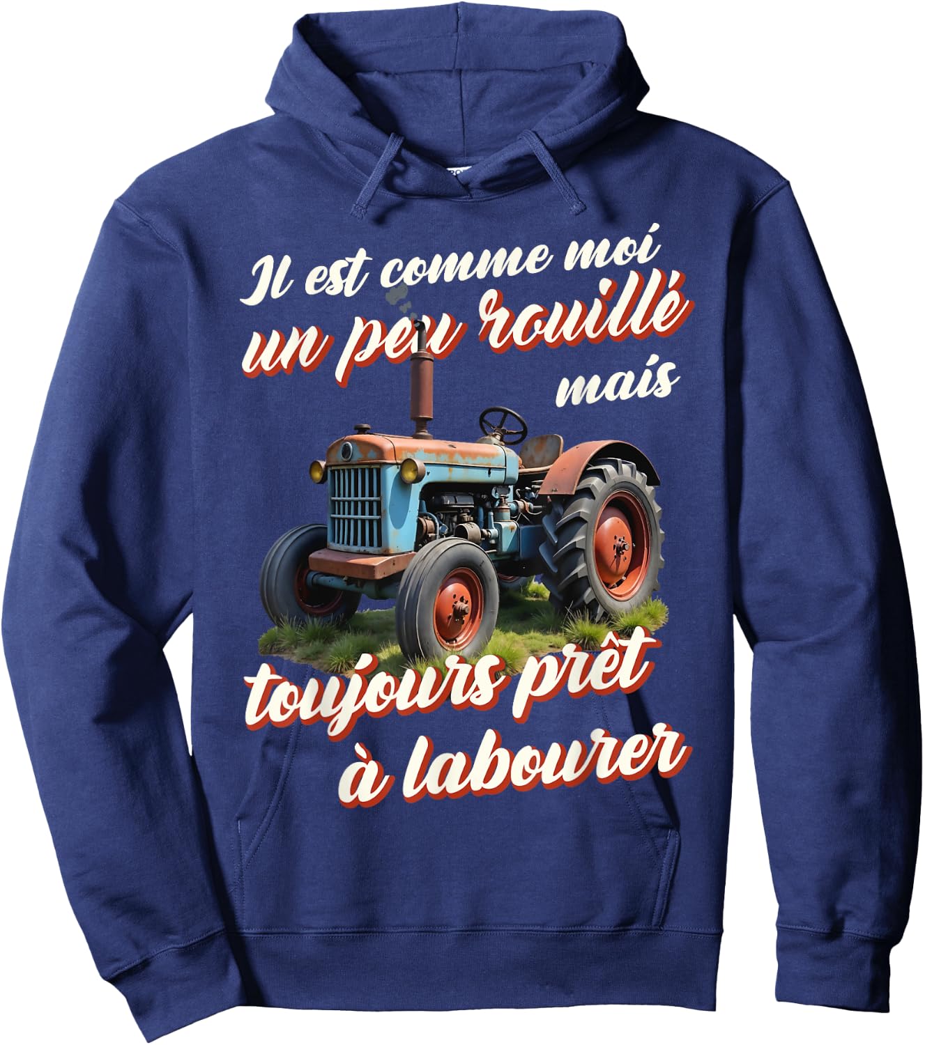 Tractor farmer gift old tractor old humor , Black, S Hoodie - Hoodie | Navy