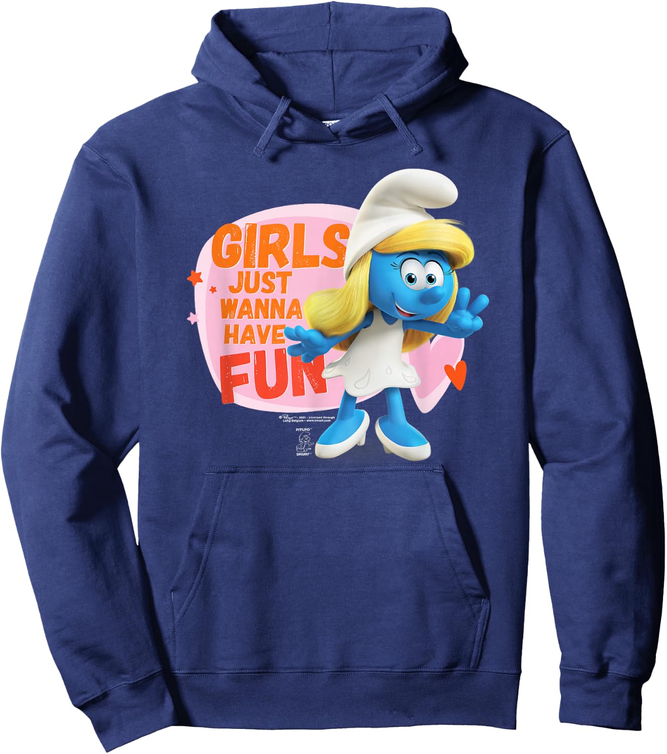 The Smurfs Smurfette Girls Just Wanna Have Fun Hoodie - Hoodie | Navy
