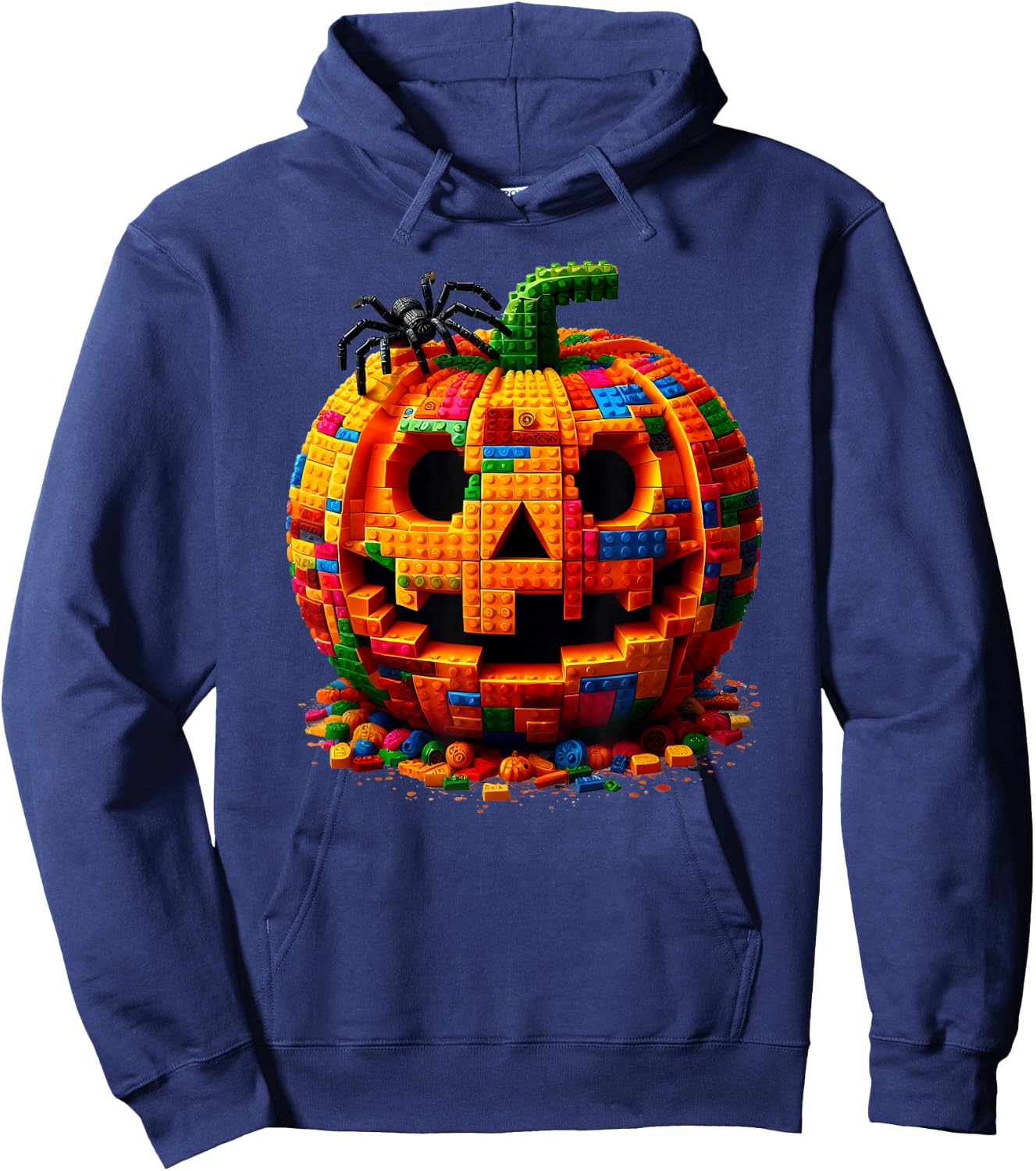 Halloween Master Builder Pumpkin Kids Building Blocks Bricks Hoodie - Hoodie | Navy