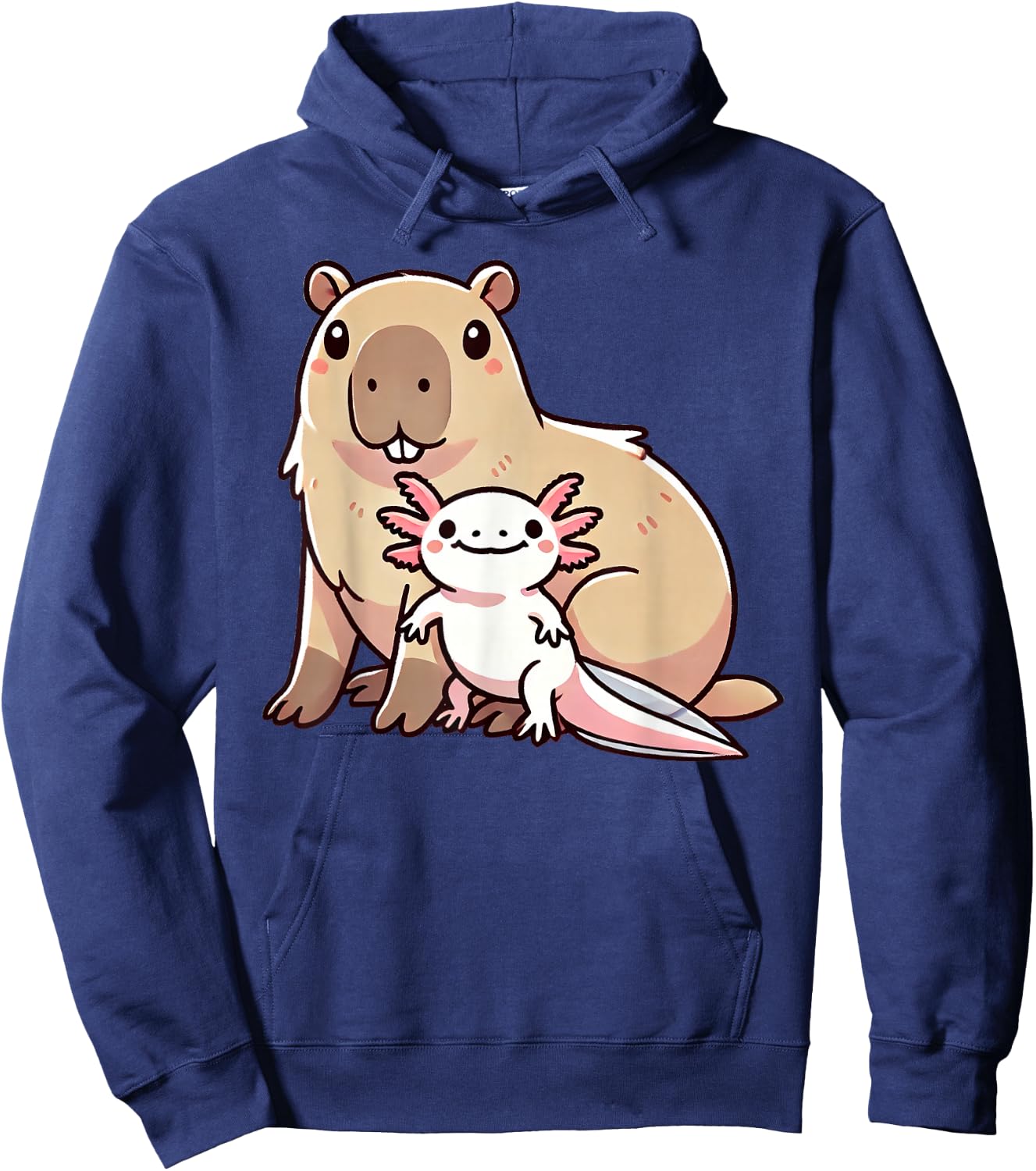 Adult Black Cartoon Animal Theme Classic Fit Short Sleeve Small Hoodie - Hoodie | Navy