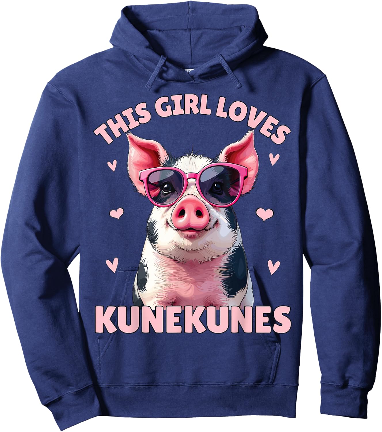 KuneKune Pig, This Girl Loves KuneKunes, Kunekune Pig Hoodie - Hoodie | Navy