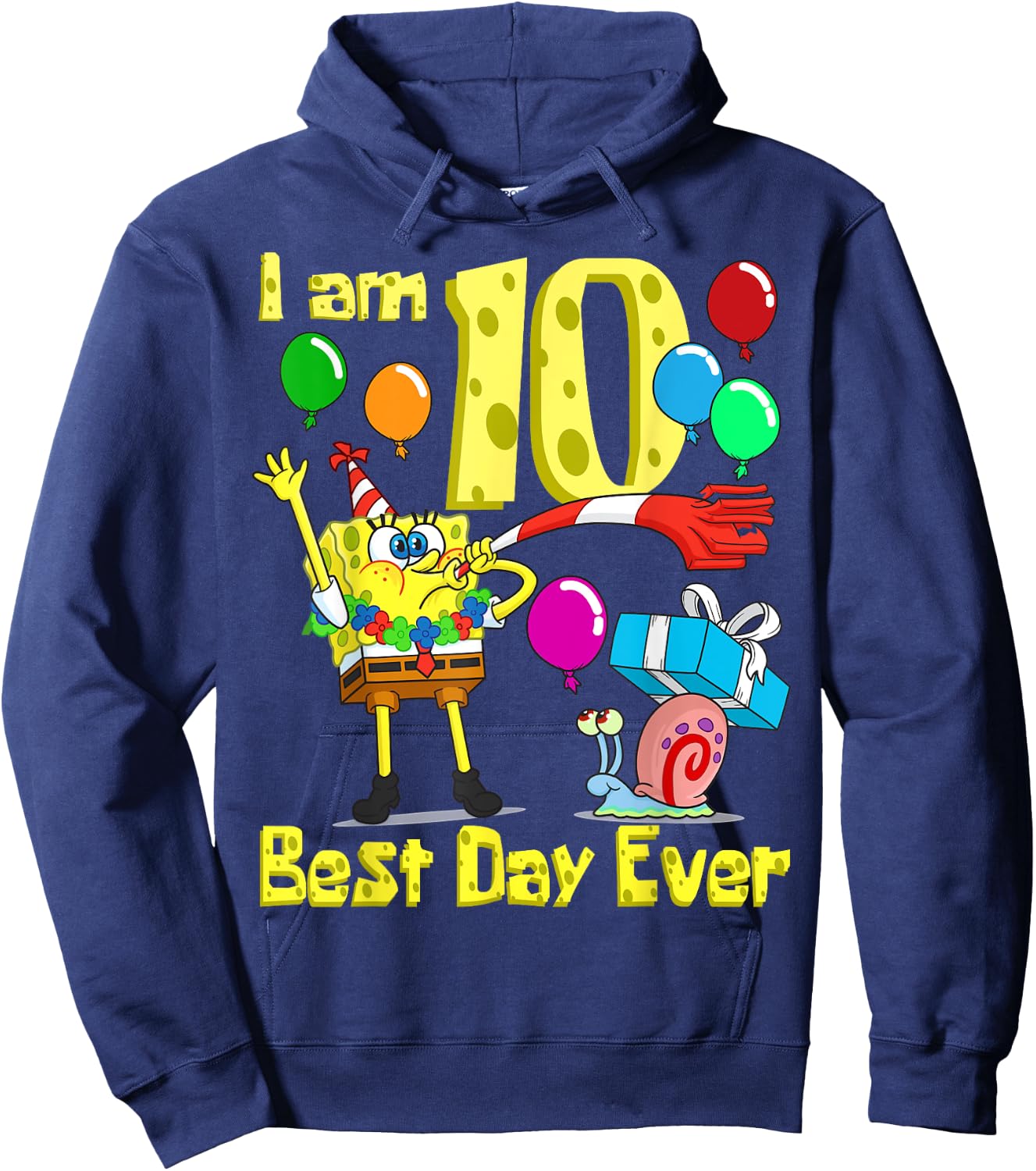 Mademark x SpongeBob SquarePants - SpongeBob I am 10 Years Old Birthday Party Hoodie - Hoodie | Navy