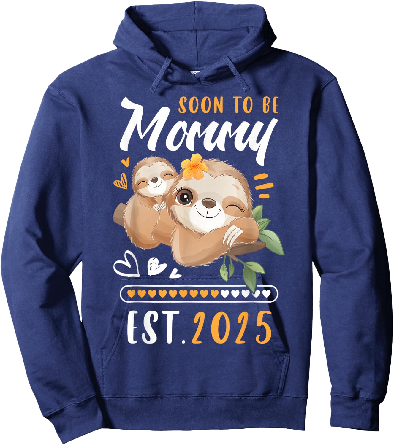 Mommy 2025, Expectant Mum, Baby Announcement, Sloths Hoodie - Hoodie | Navy