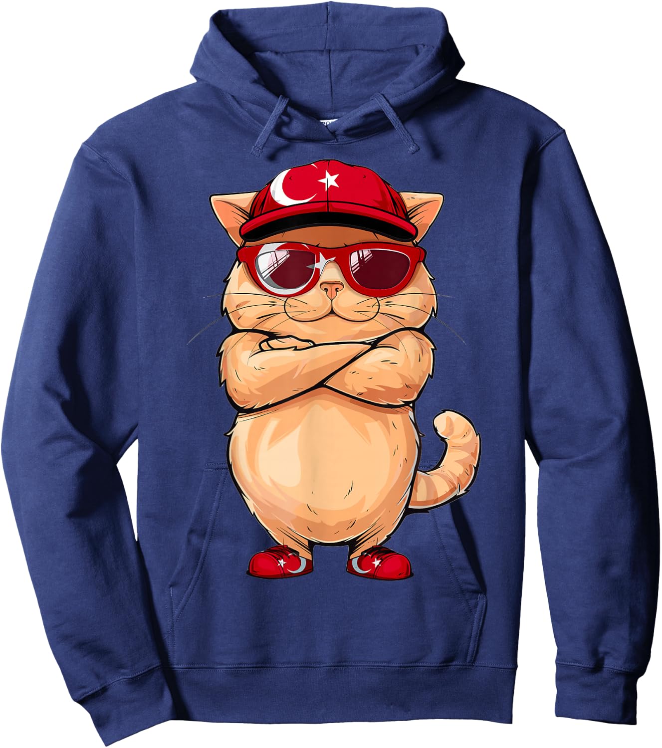 Turkish Flag Cat Mom Souvenirs Products Kitten Turkey Hoodie - Hoodie | Navy