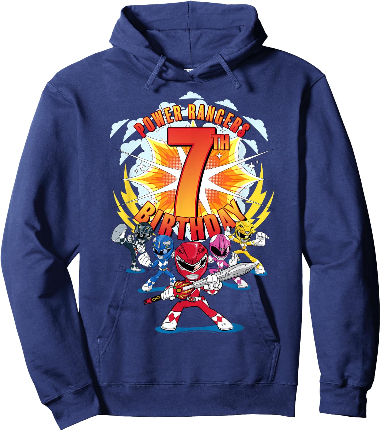 Power Rangers Awesome 7th Birthday Mini Action Shot Hoodie - Hoodie | Navy