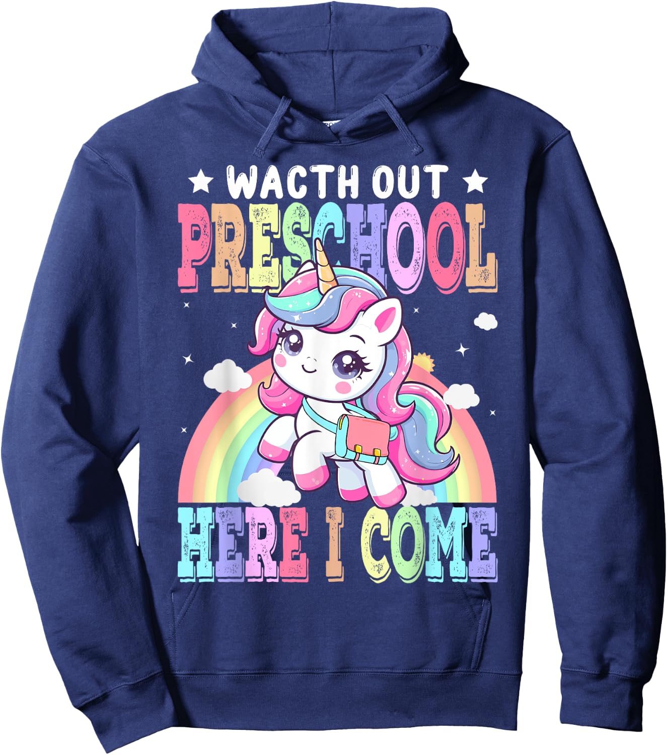 Watch Out Preschool Here I Come Unicorn Back To School Hoodie - Hoodie | Navy