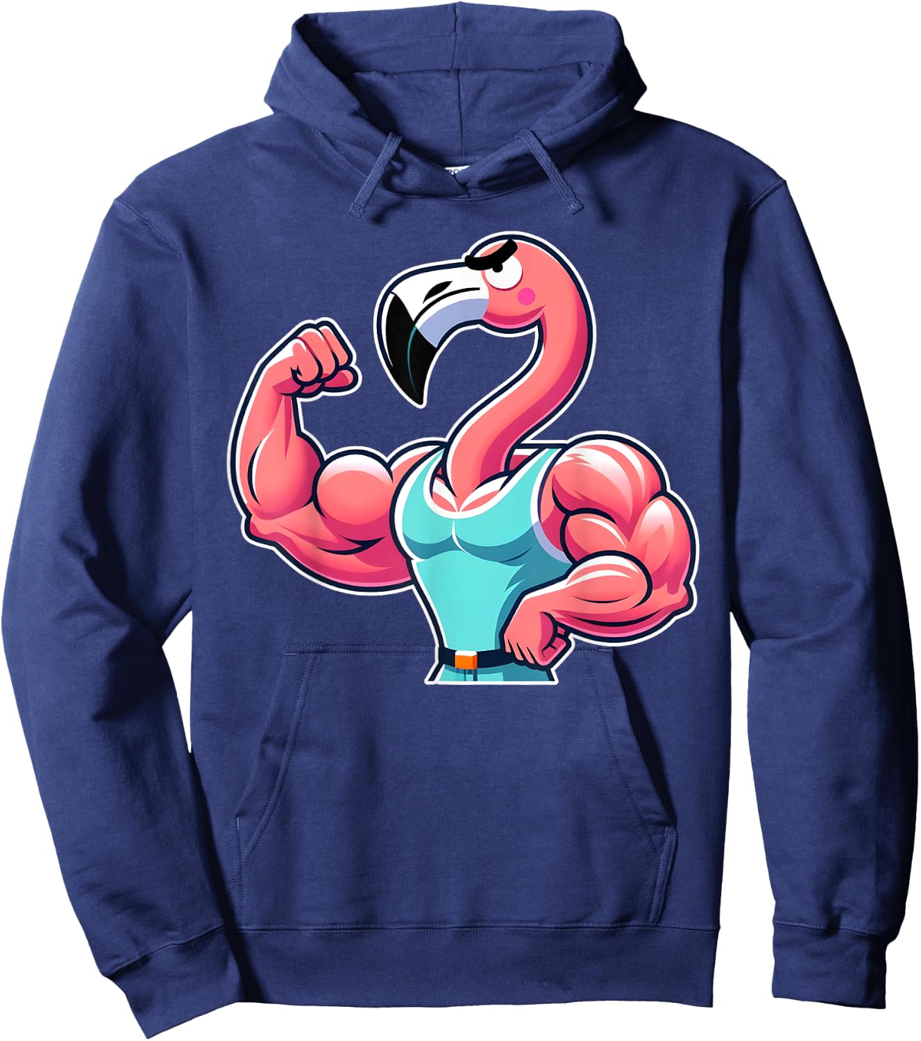 Bodybuilder Flamingo Flexing Muscles Workout Gym Enthusiast Hoodie - Hoodie | Navy