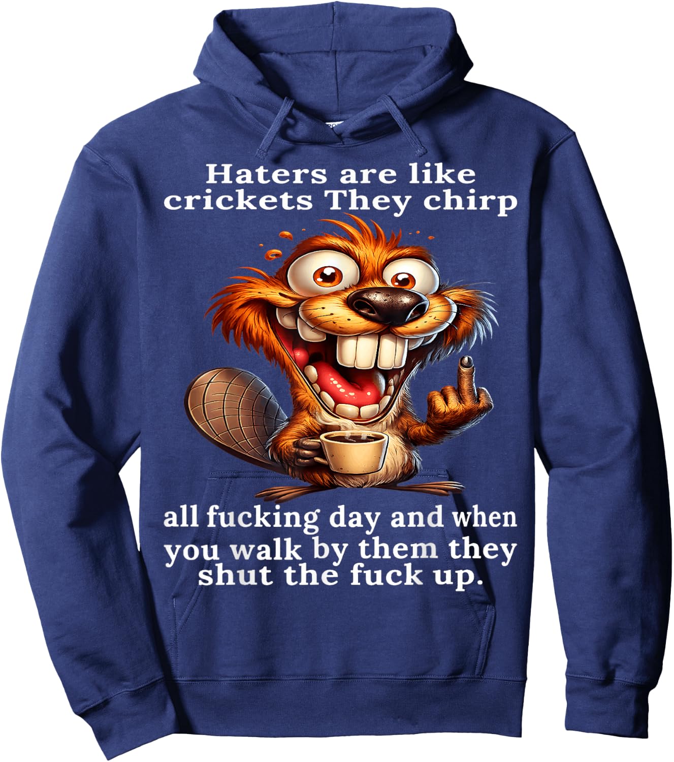 Haters are Like Crickets They Chirp All Fcking Day and When Hoodie - Hoodie | Navy