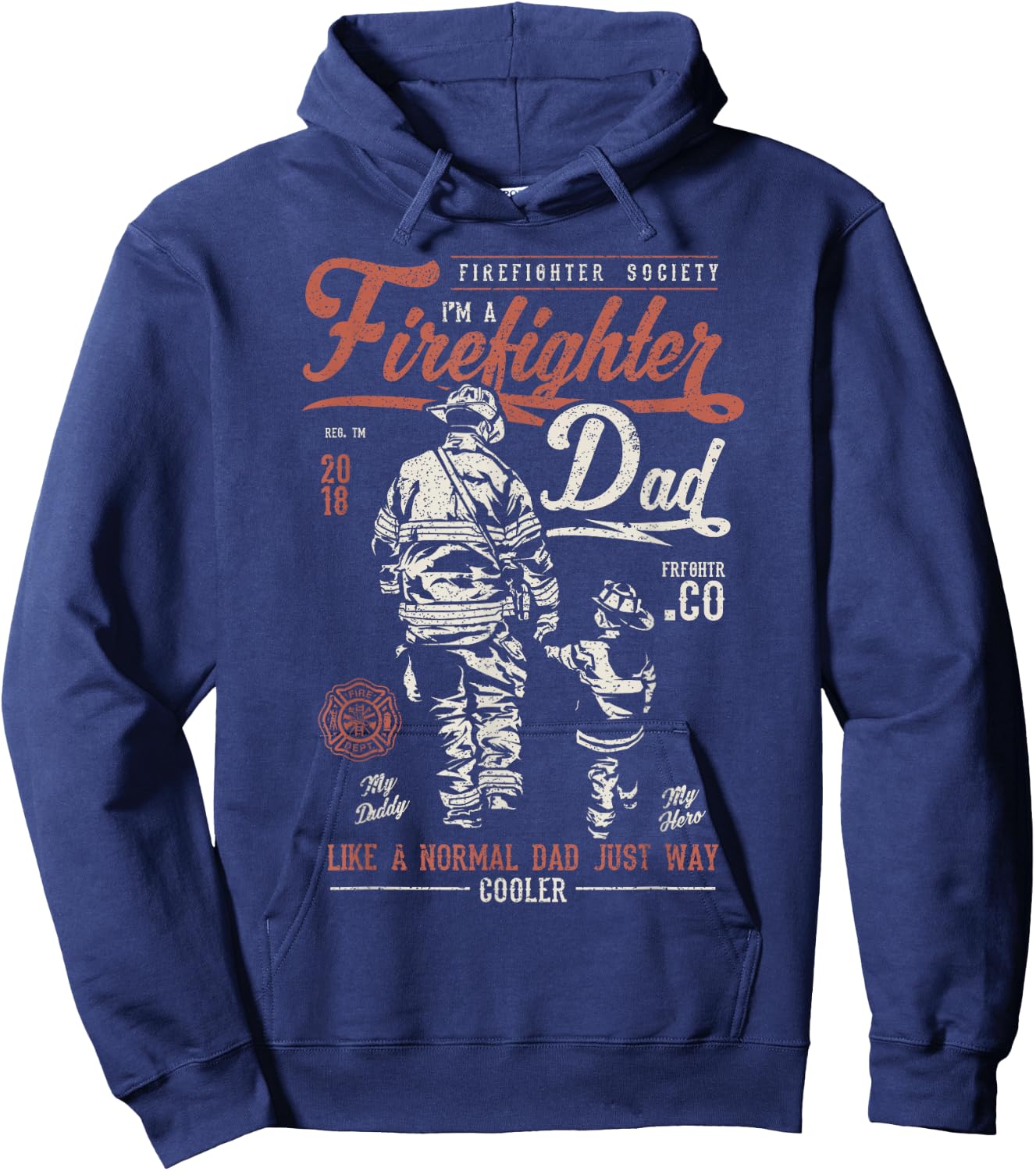 Distressed Firefighter Dad Fathers Day Fireman Hoodie - Hoodie | Navy