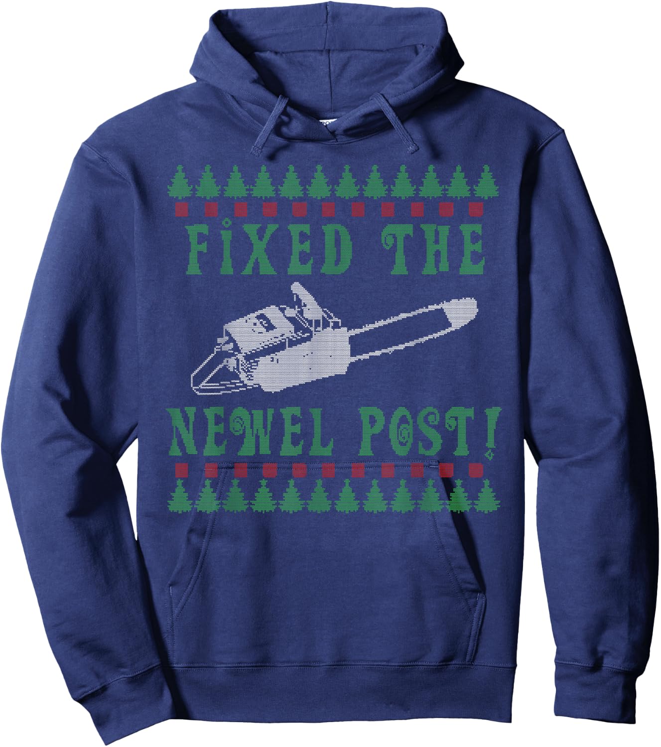 Funny Chainsaw Christmas Ugly Christmas Sweater Hoodie - Hoodie | Navy