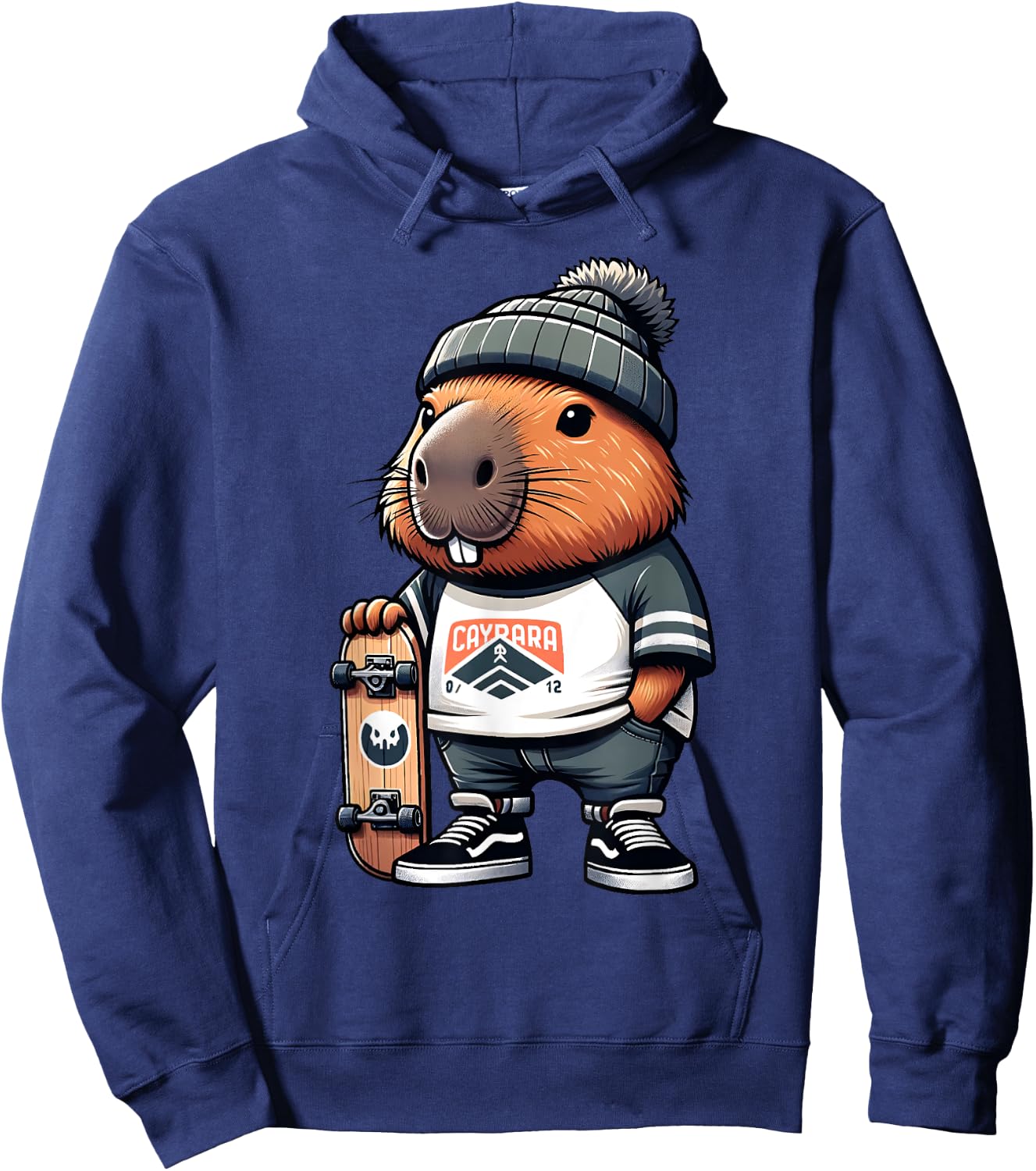 Funny Capybara Skater Skateboard Hip Hop Men Women Kids Hoodie - Hoodie | Navy