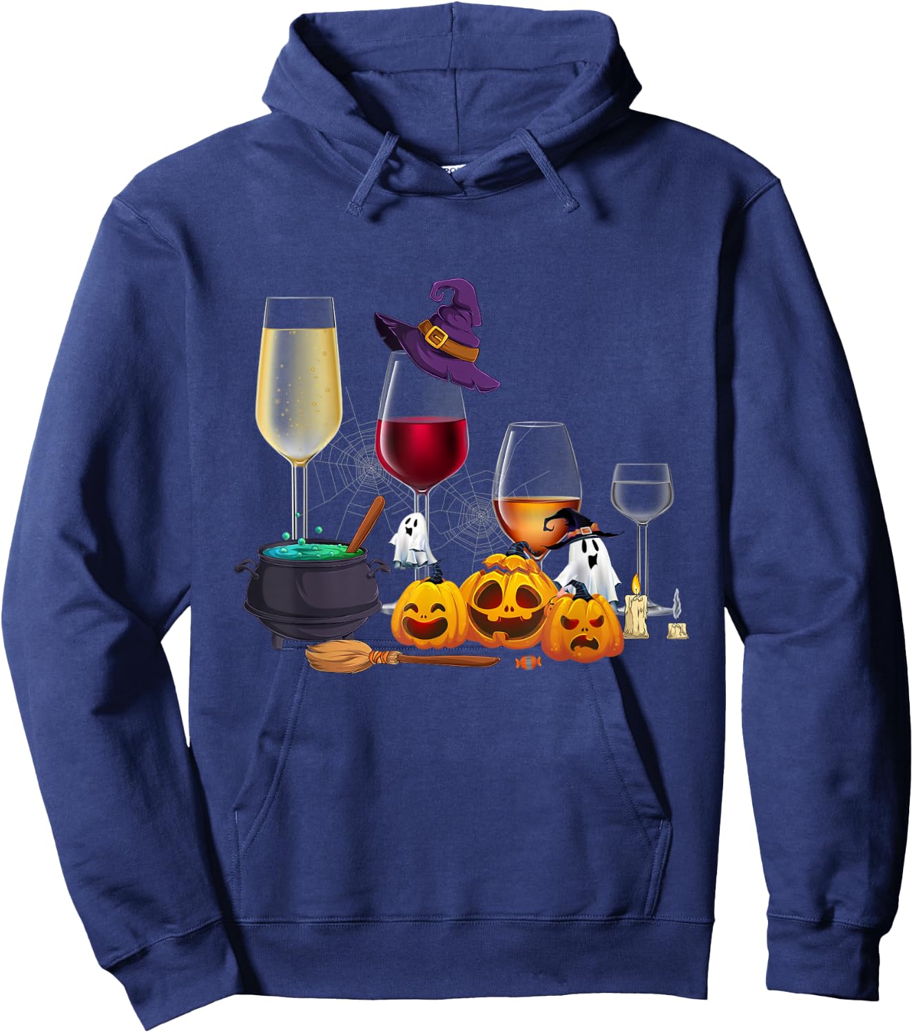 Funny Wine Glass Of Witchcraft Witch Happy Halloween Costume Hoodie - Hoodie | Navy
