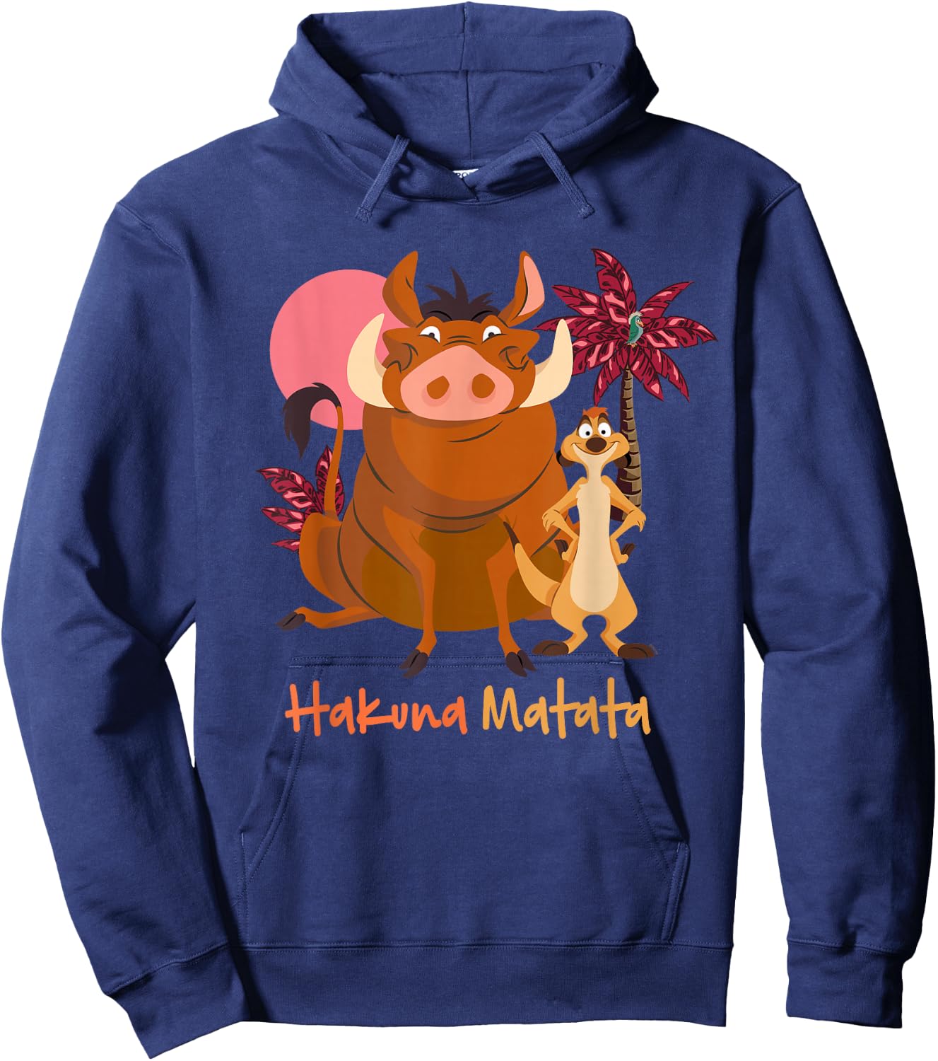 Disney The Lion King Timon & Pumbaa Hakuna Matata Face Front , black Hoodie - Hoodie | Navy