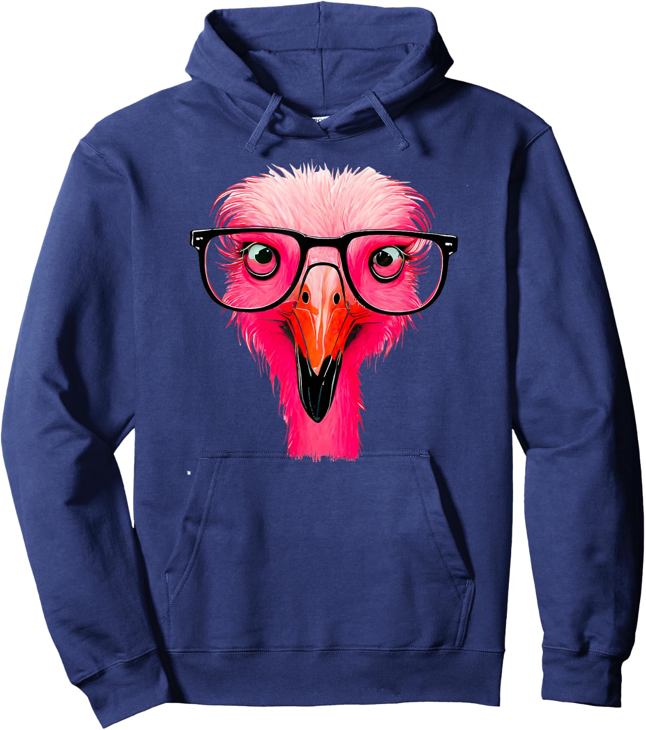 Cute Flamingo Bird Wearing Glasses Funny Pink Flamingo Lover Hoodie - Hoodie | Navy