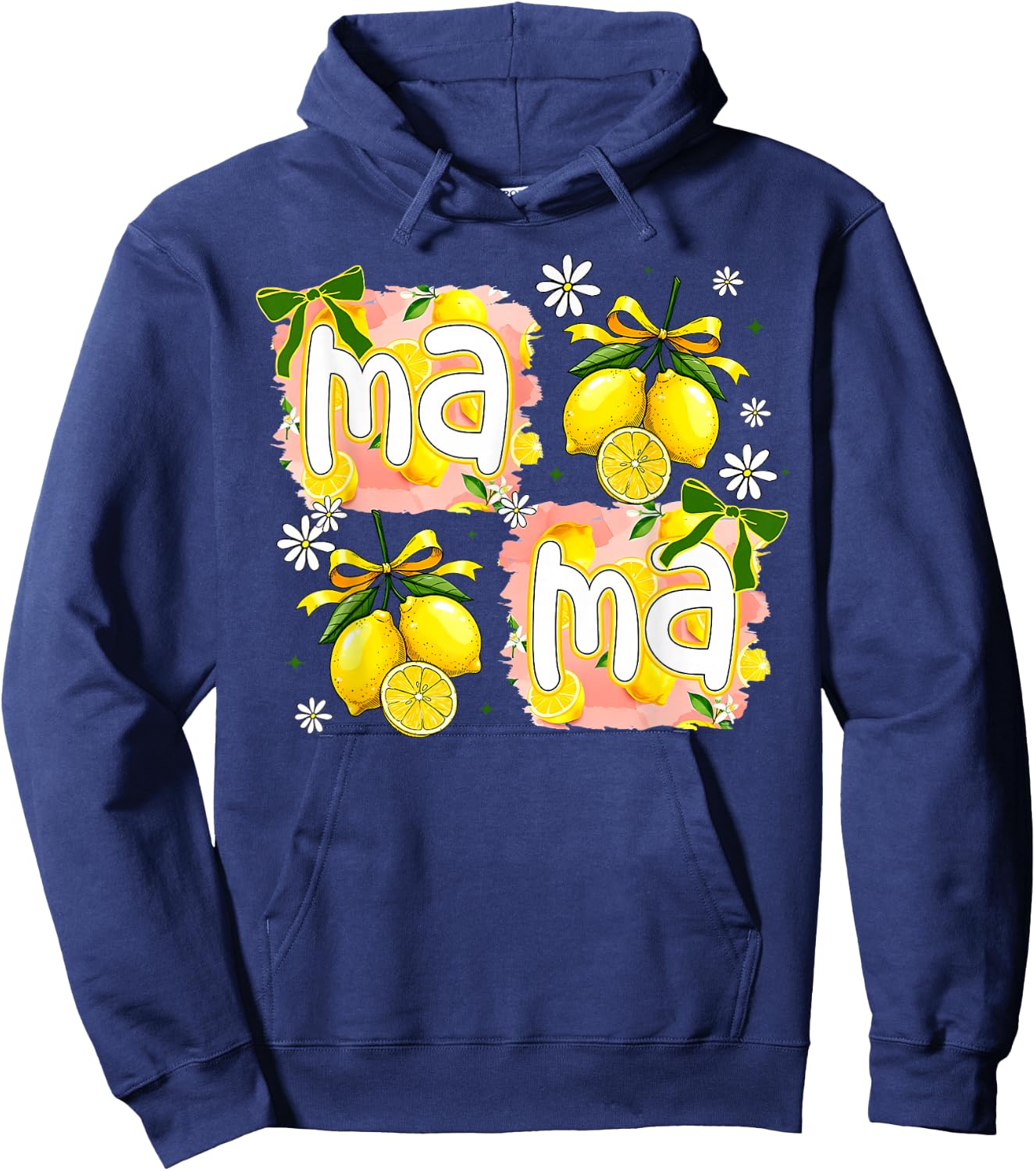 Vintage Flower Lemon Mama Mothers Day Summer Fruit Coquette Hoodie - Hoodie | Navy