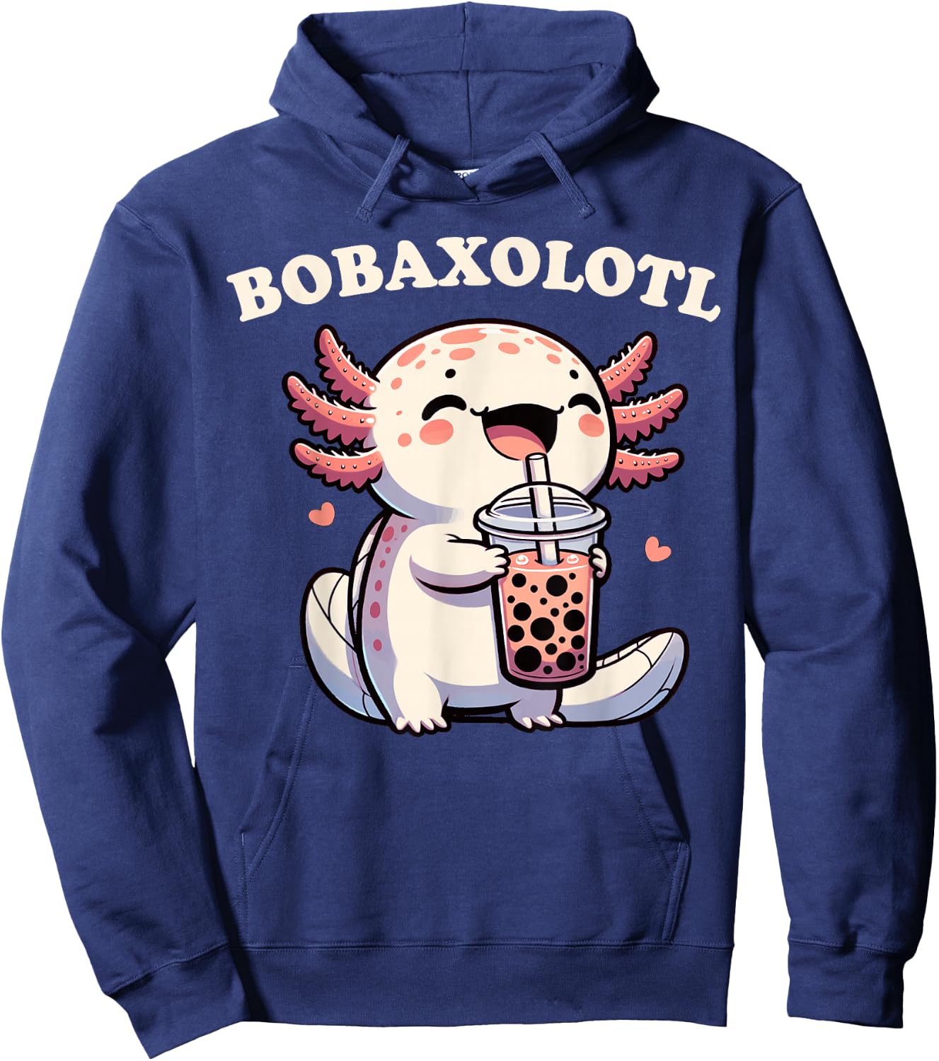 Axolotl Boba Tea Bubble Tea Milk Tea Anime Axolotl Funny Hoodie - Hoodie | Navy