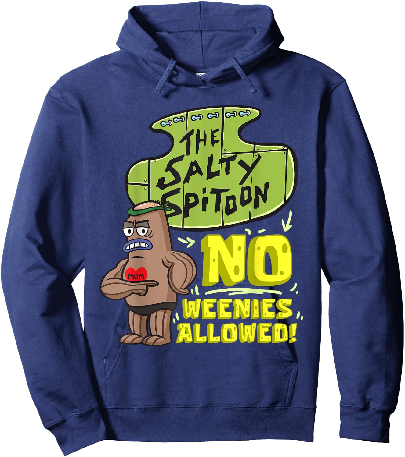 Mademark x SpongeBob SquarePants - Salty Spitoon No Weenies Allowed SpongeBob Gym Bodybuilder Hoodie - Hoodie | Navy