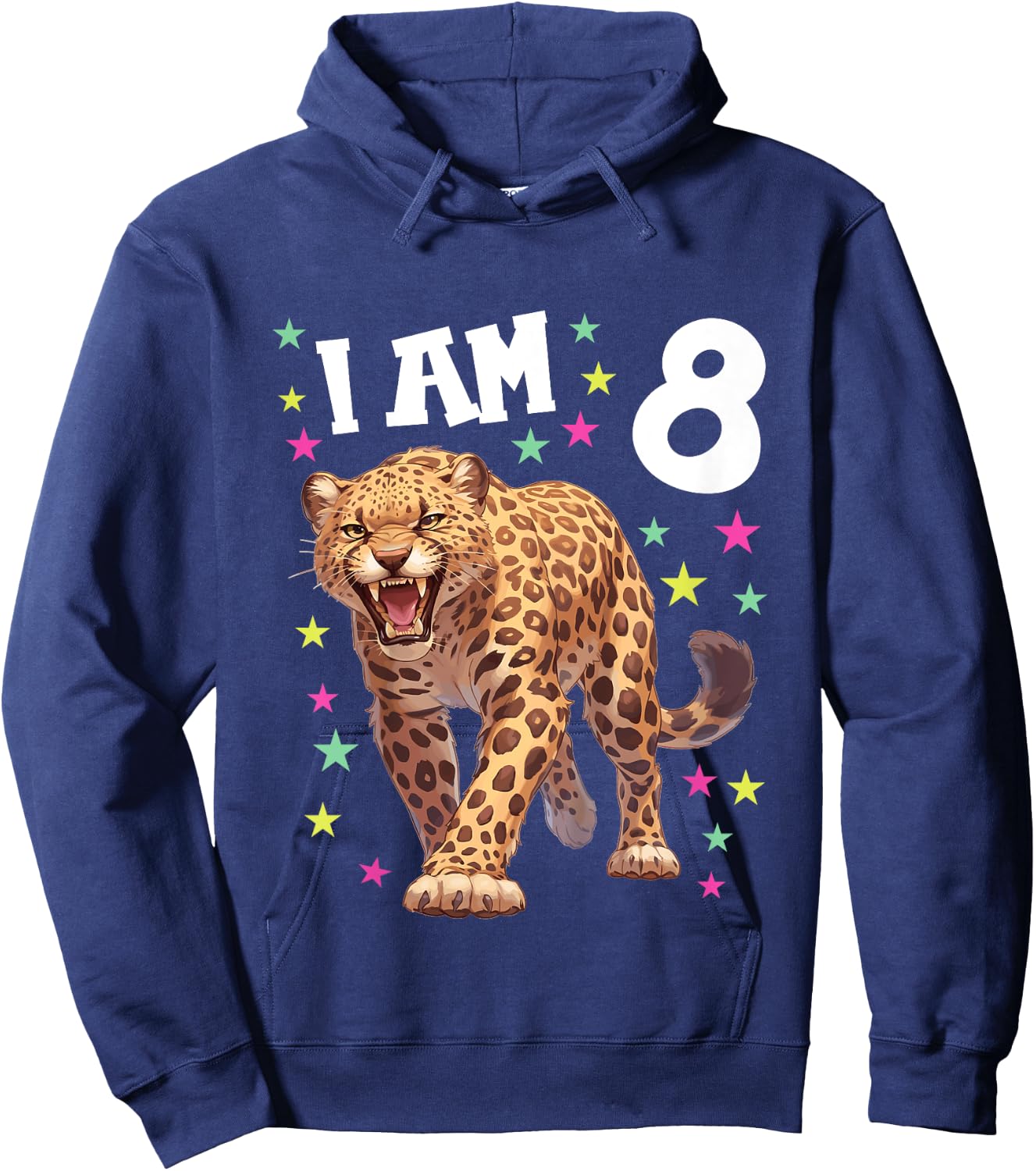 Kids 8 Years Old Leopard 8th Birthday Hoodie - Hoodie | Navy