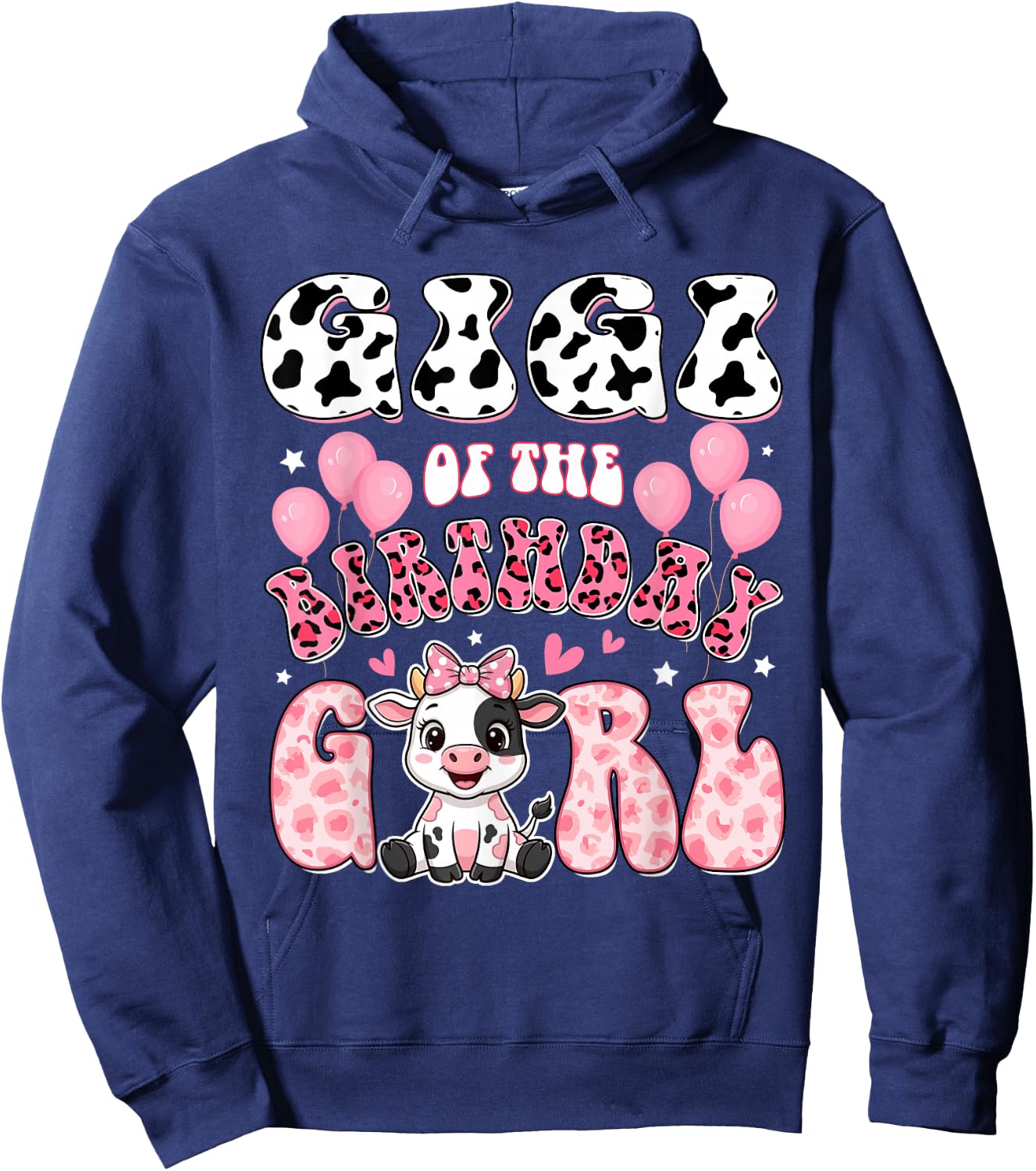 Gigi of The Birthday Girl Cow Farm Family 1St Birthday Hoodie - Hoodie | Navy