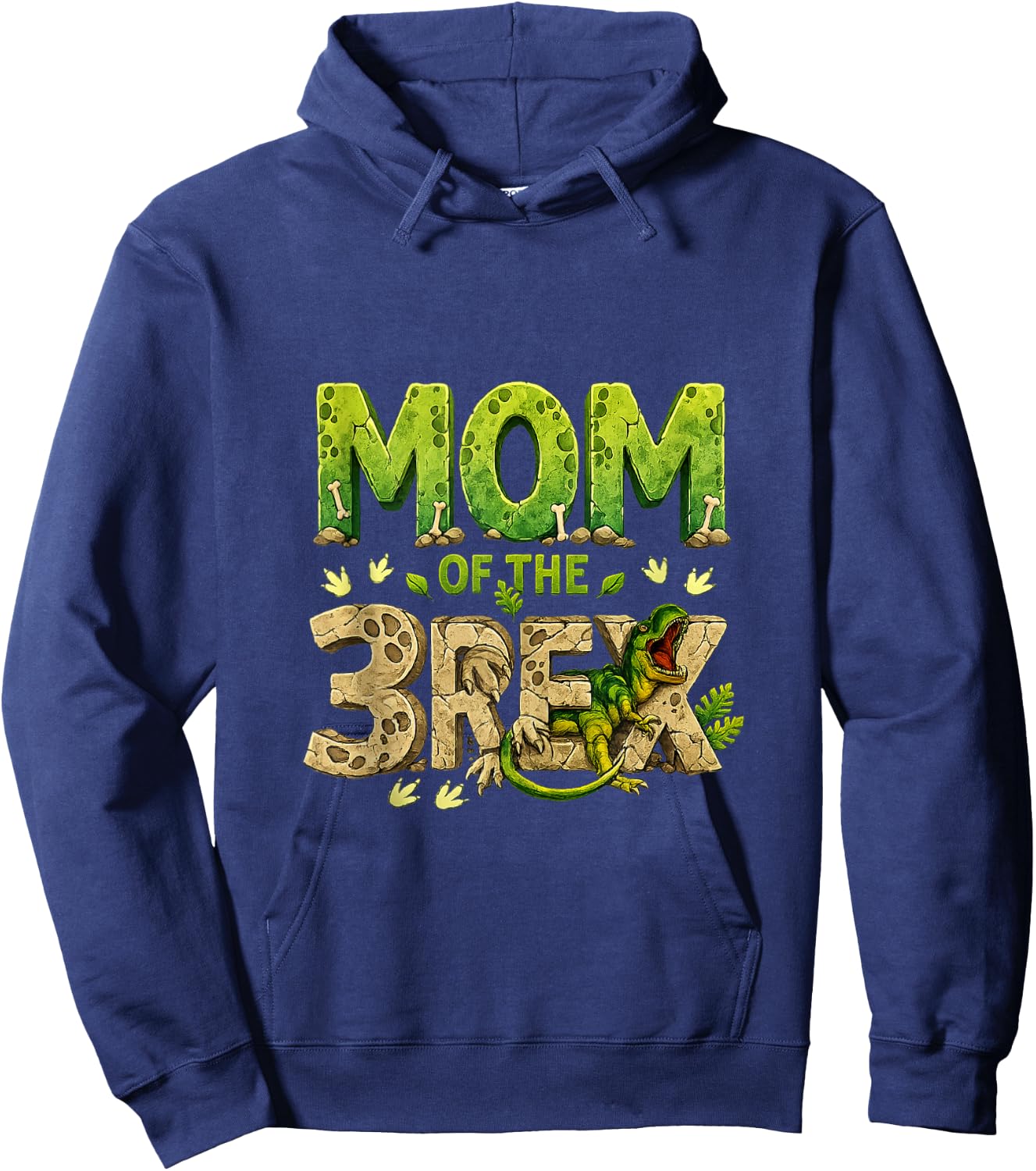 Mom of The Three Rex Birthday Dinosaur Family Matching Hoodie - Hoodie | Navy