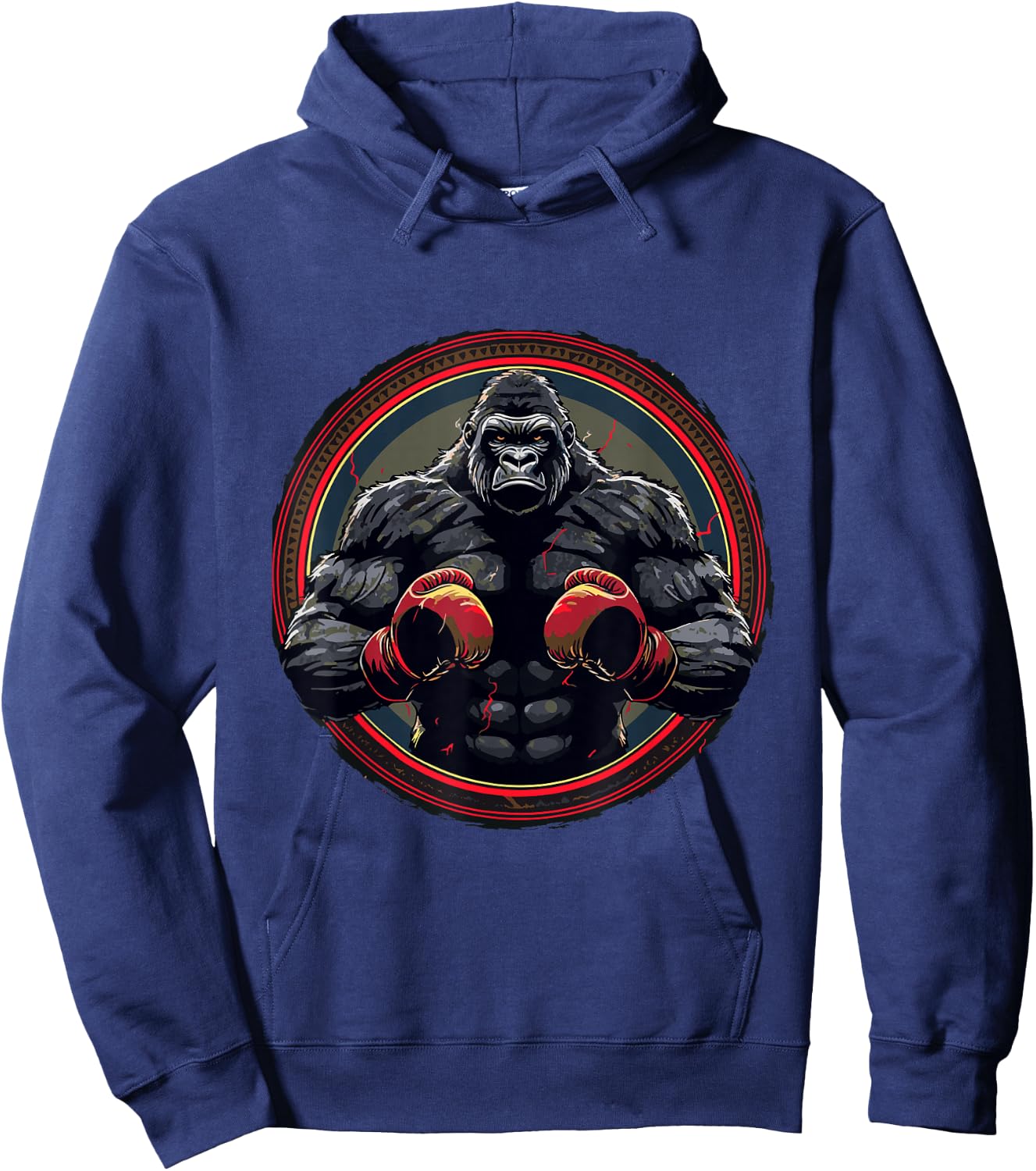 Silverback Gorilla with Boxing Gloves | Boxer Fighter Boxing , black Hoodie - Hoodie | Navy