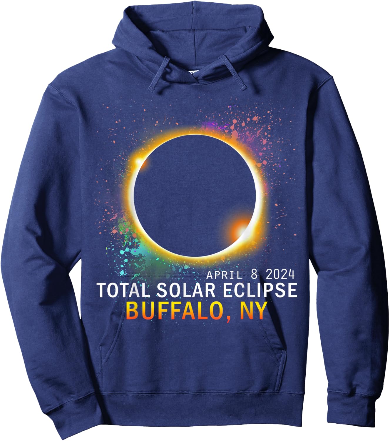 Buffalo New York Total Solar Eclipse April 8 2024 Hoodie - Hoodie | Navy