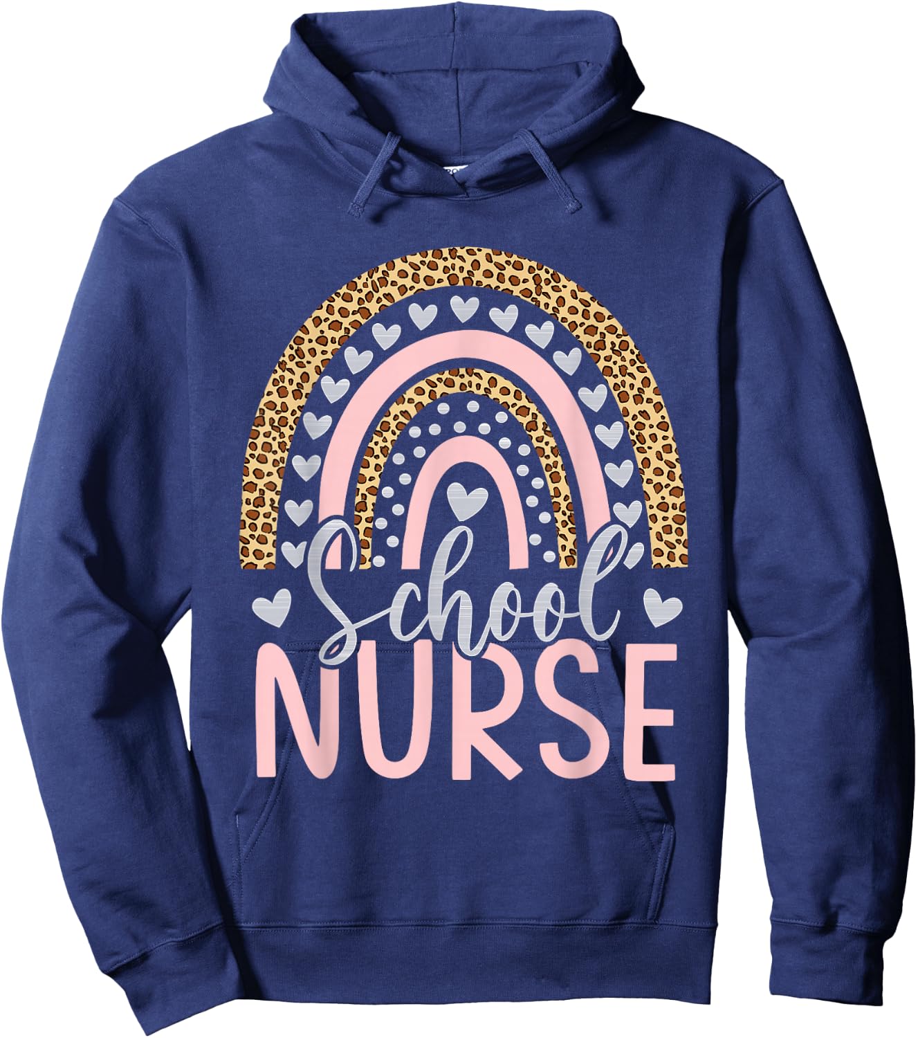 School Nurse Rainbow Leopard Appreciation Nursing Hoodie - Hoodie | Navy